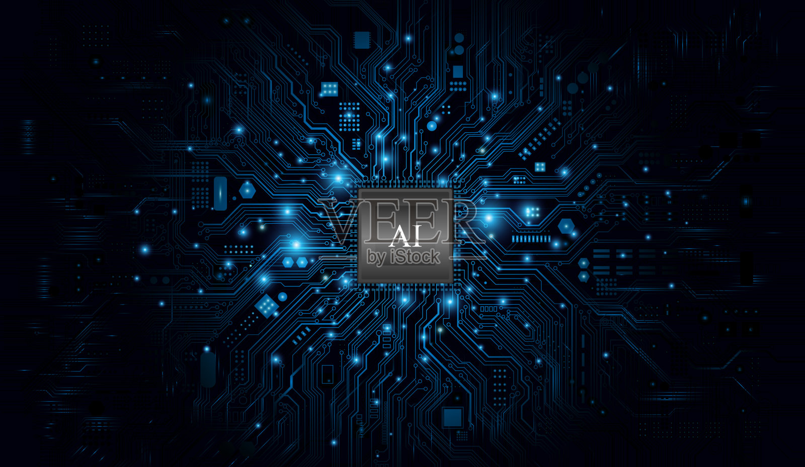 主板上的CPU芯片。中央计算机处理器CPU的概念。量子计算机处理大数据数据库的概念。未来的微芯片处理器。数字芯片。插画图片素材