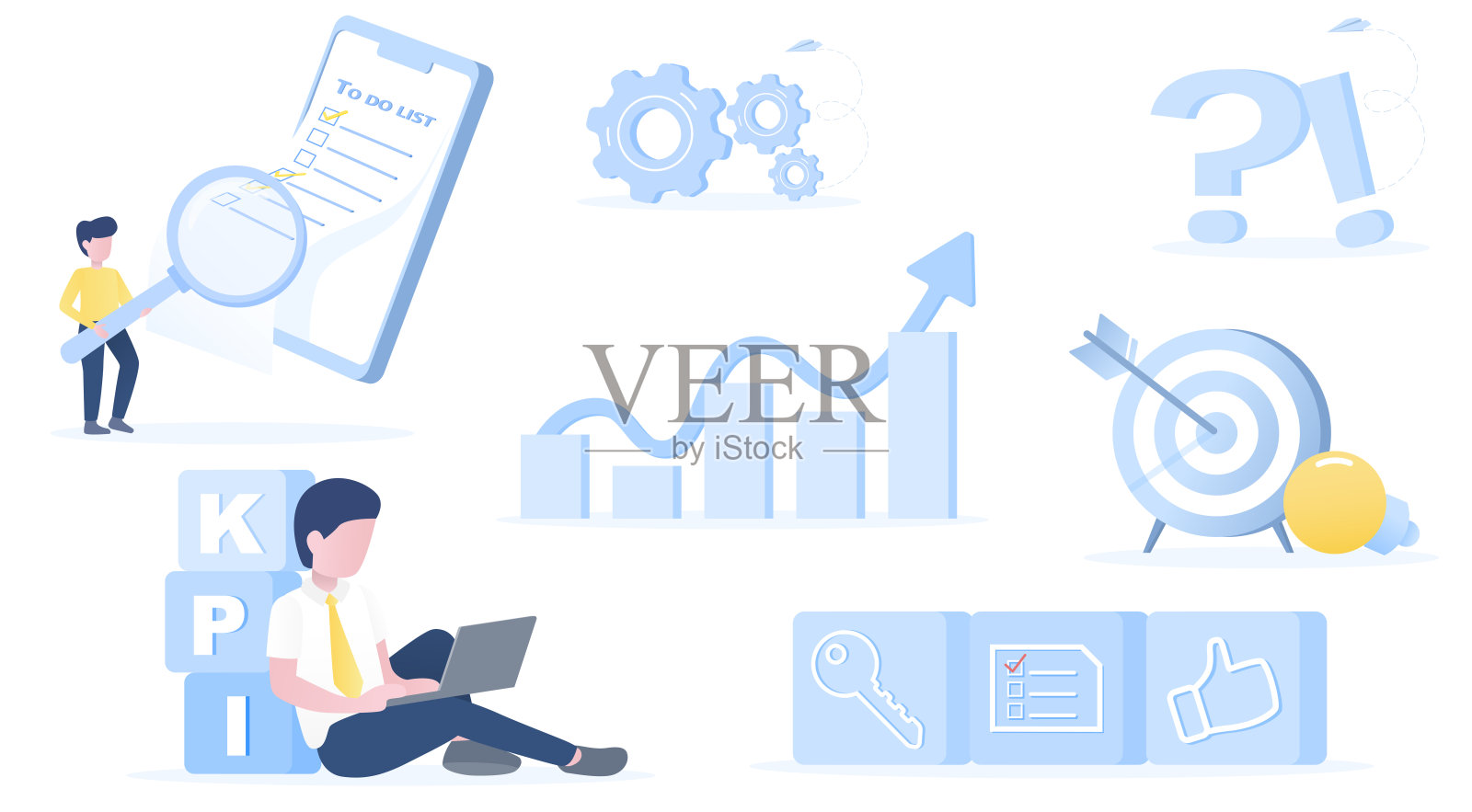 业务KPI收集集。插画图片素材