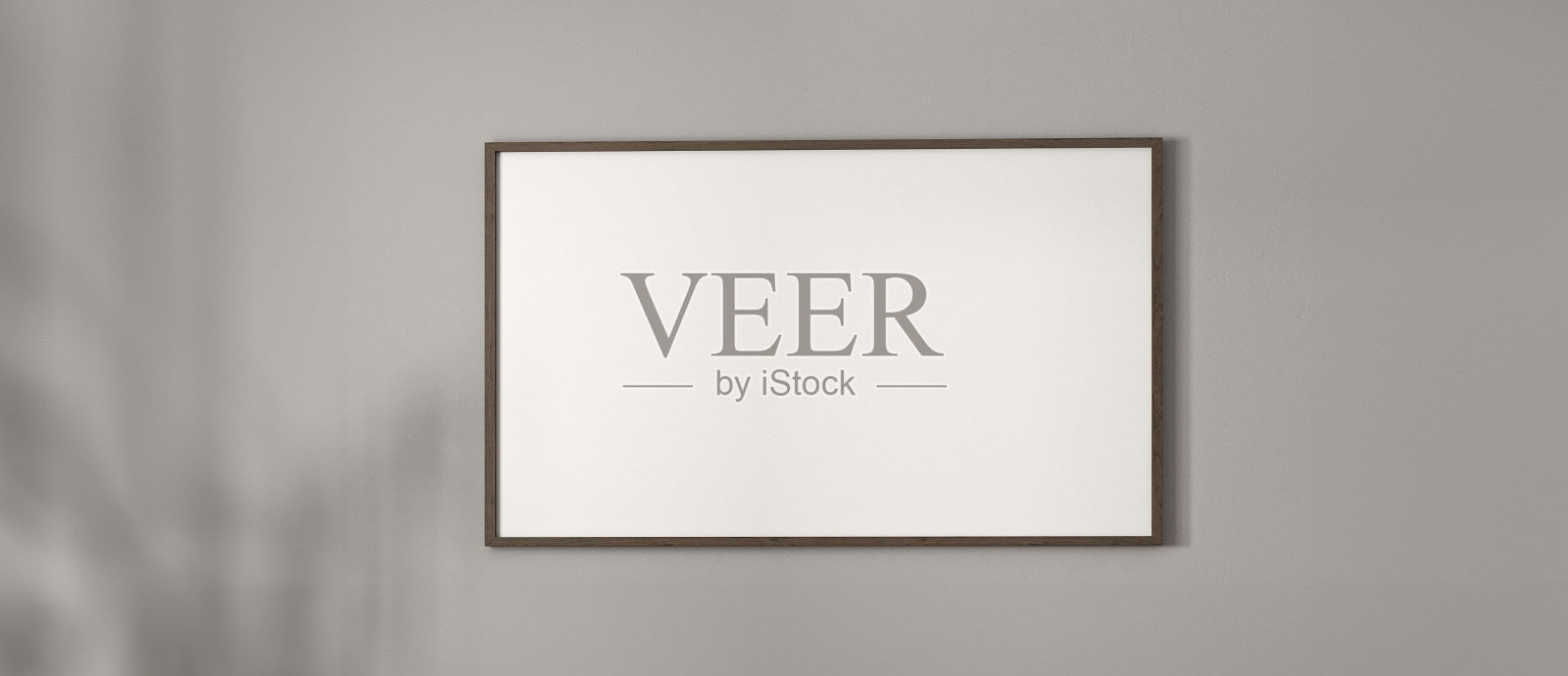 波西米亚灰色的空墙与一个画框背景。轻现代日本自然观。3 d渲染。高质量3d插图照片摄影图片