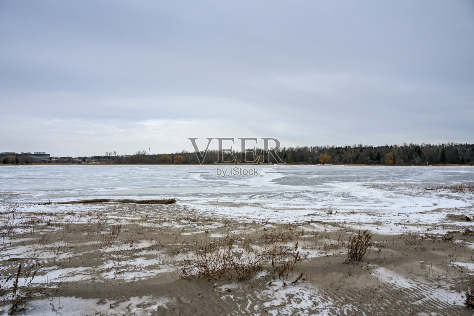 加拿大安大略湖达灵顿公园的冰雪覆盖的海滩照片摄影图片