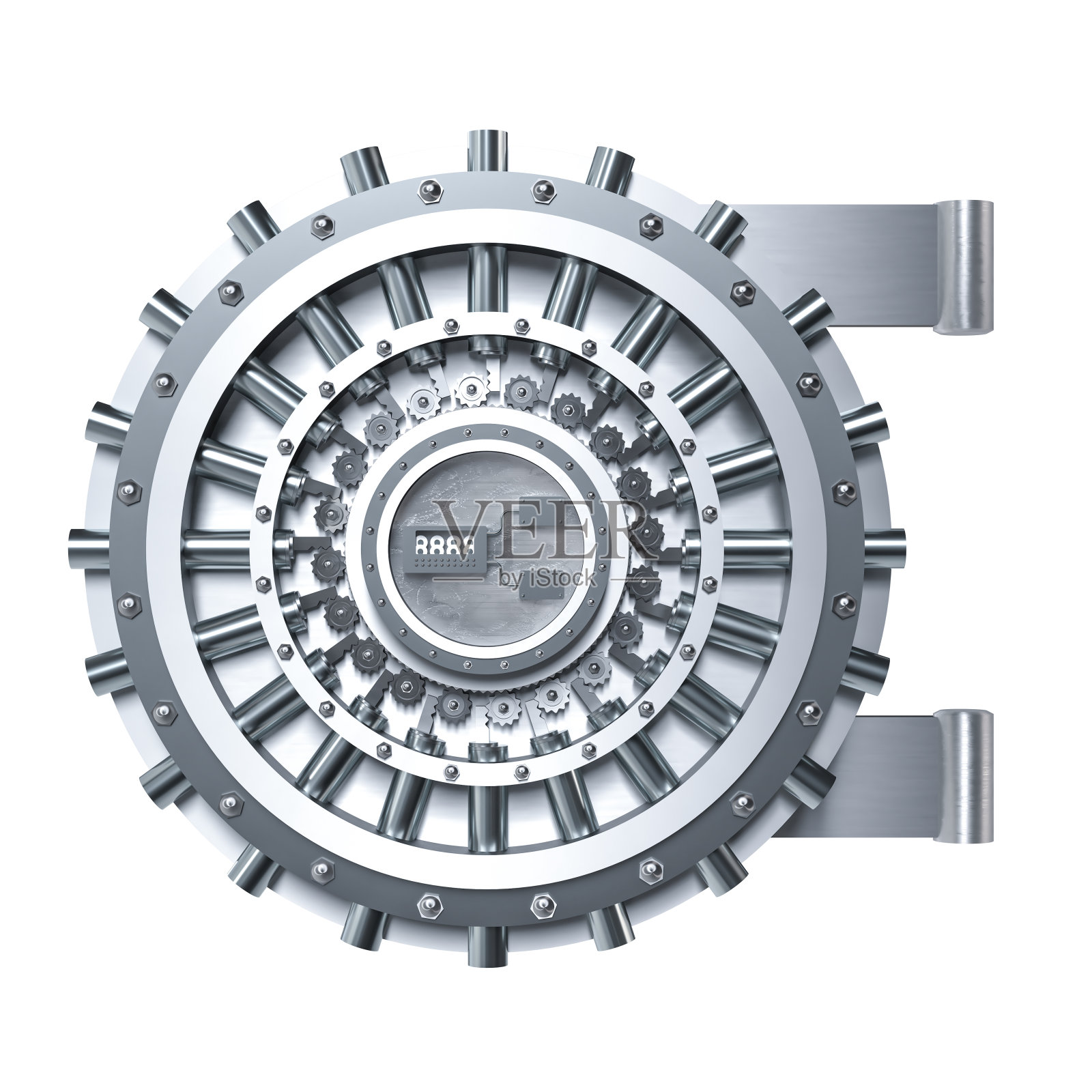 钢拱顶门隔离在白色。照片摄影图片