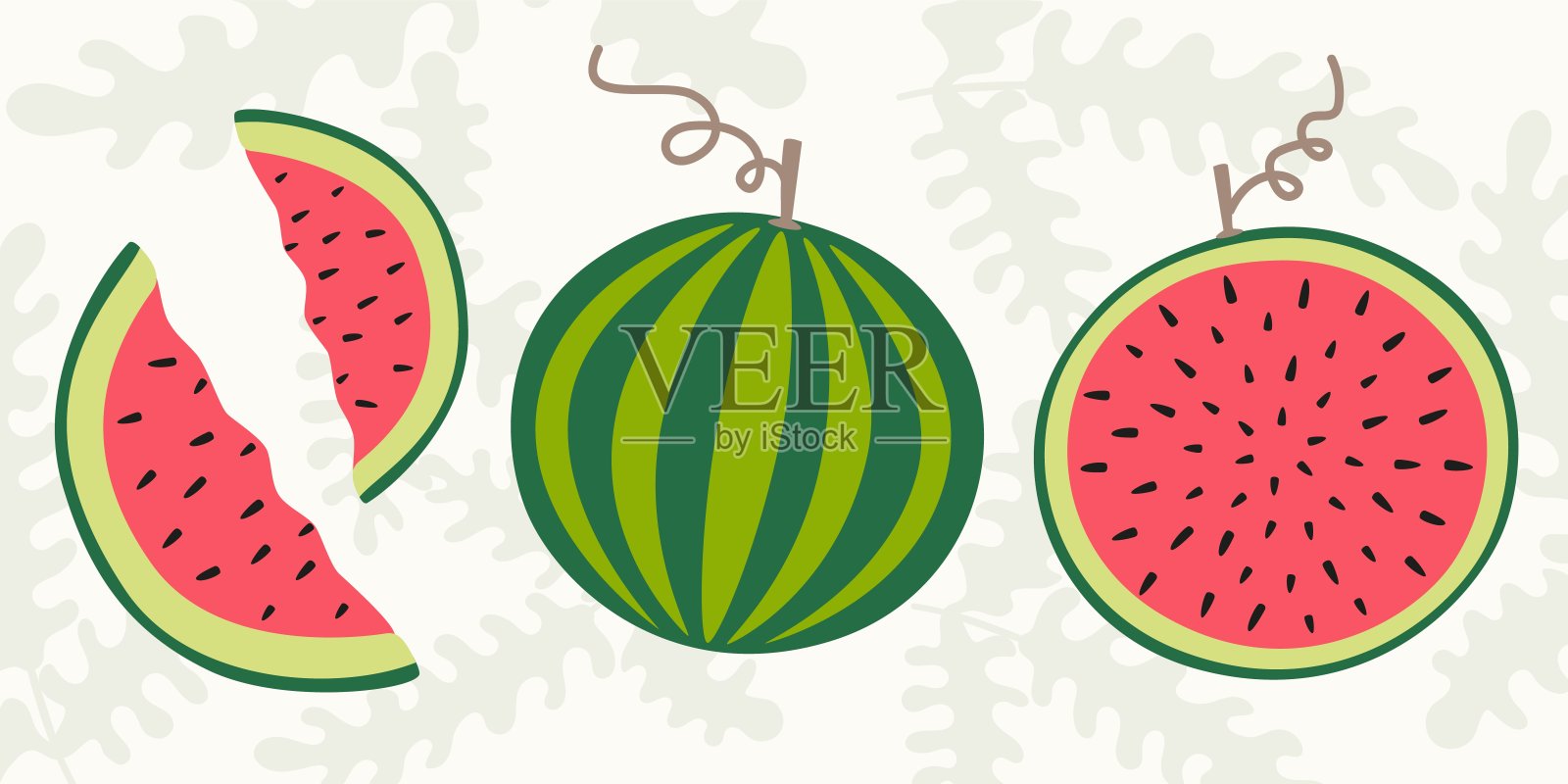 西瓜平面卡通插画。西瓜矢量插图。插画图片素材