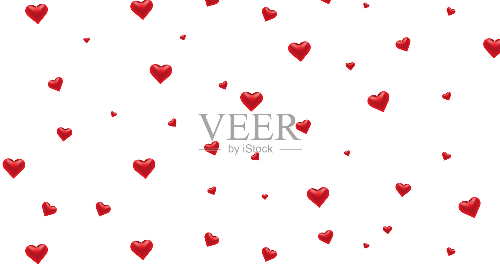 无缝图案红色逼真的心。矢量插图的金属心形。奢华、浪漫、爱情设计的理想选择插画图片素材