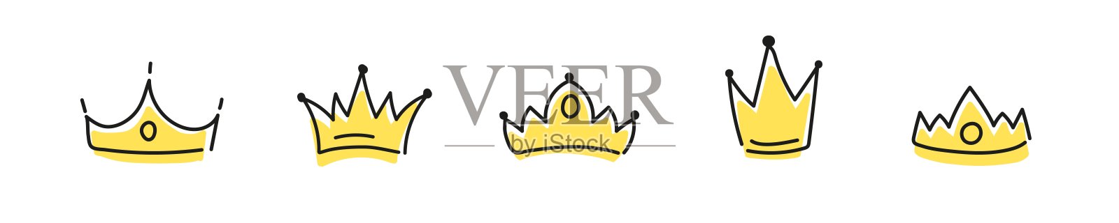 手绘国王王冠。线条涂鸦冠插画图片素材