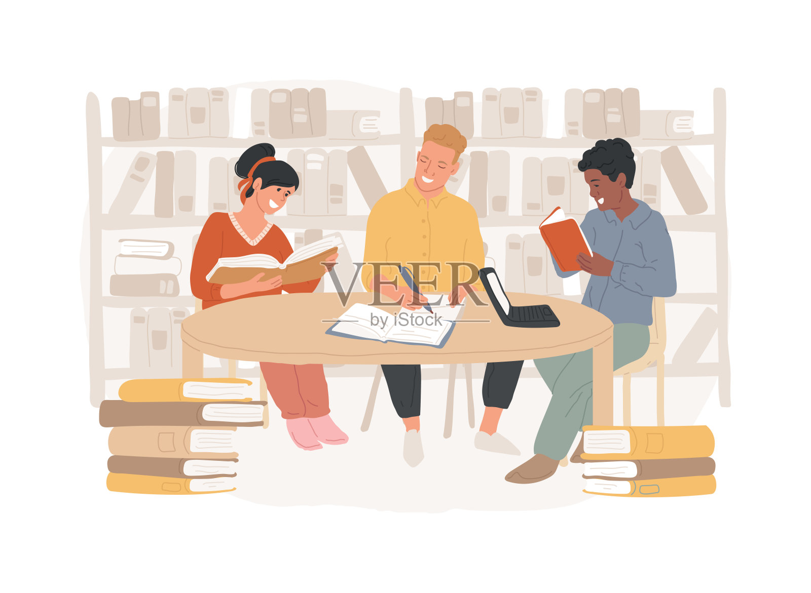 公共图书馆孤立概念矢量插图。插画图片素材