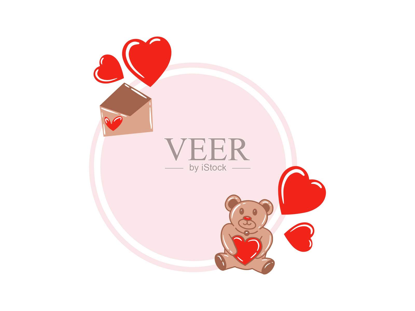 情人节框架背景插图。情人节框架气球背景，装饰框架背景情人节。情人节背景与装饰框架。情人节框架心背景插画图片素材