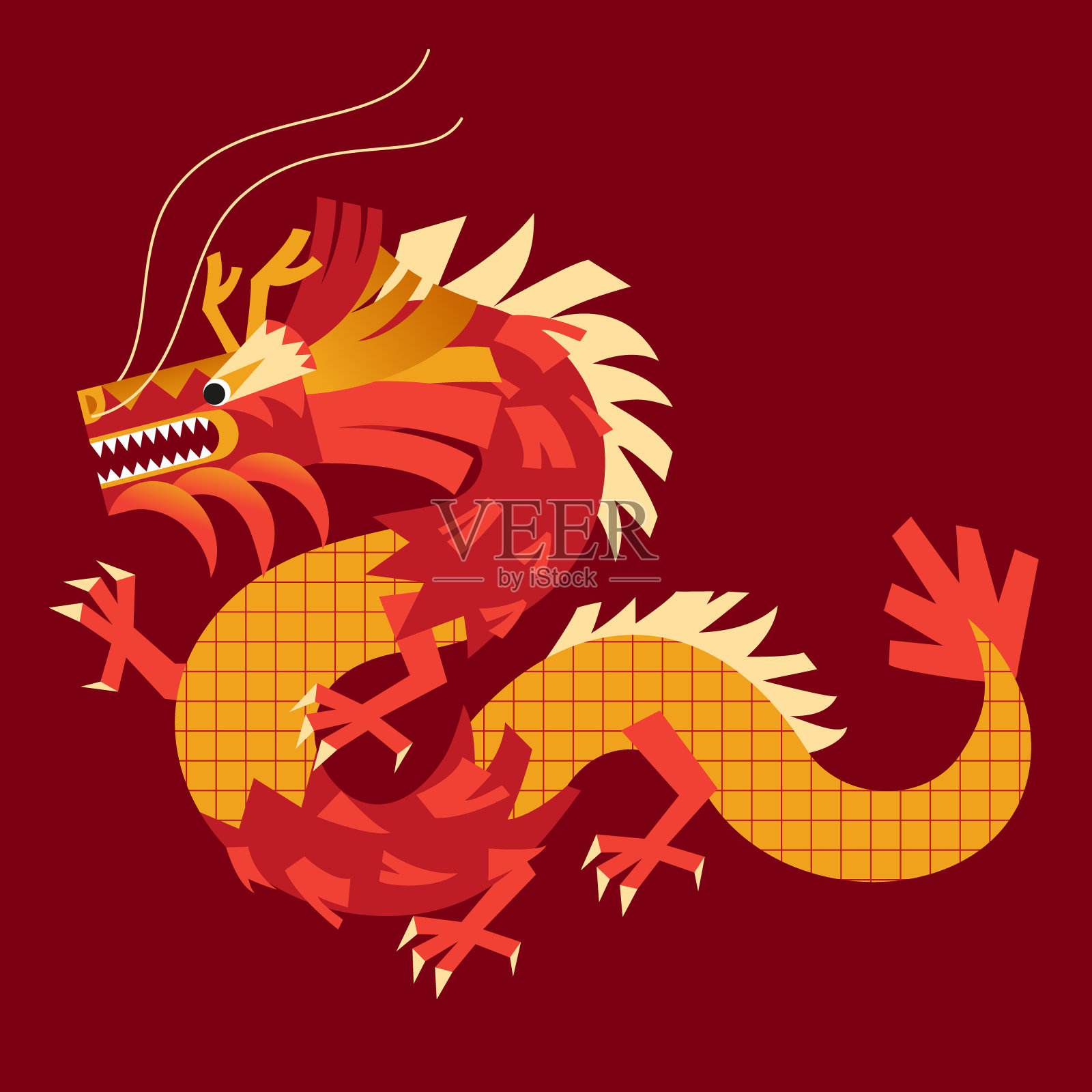 2024年中国农历龙年贺卡。节日矢量插图。中国的问候设计。插画图片素材