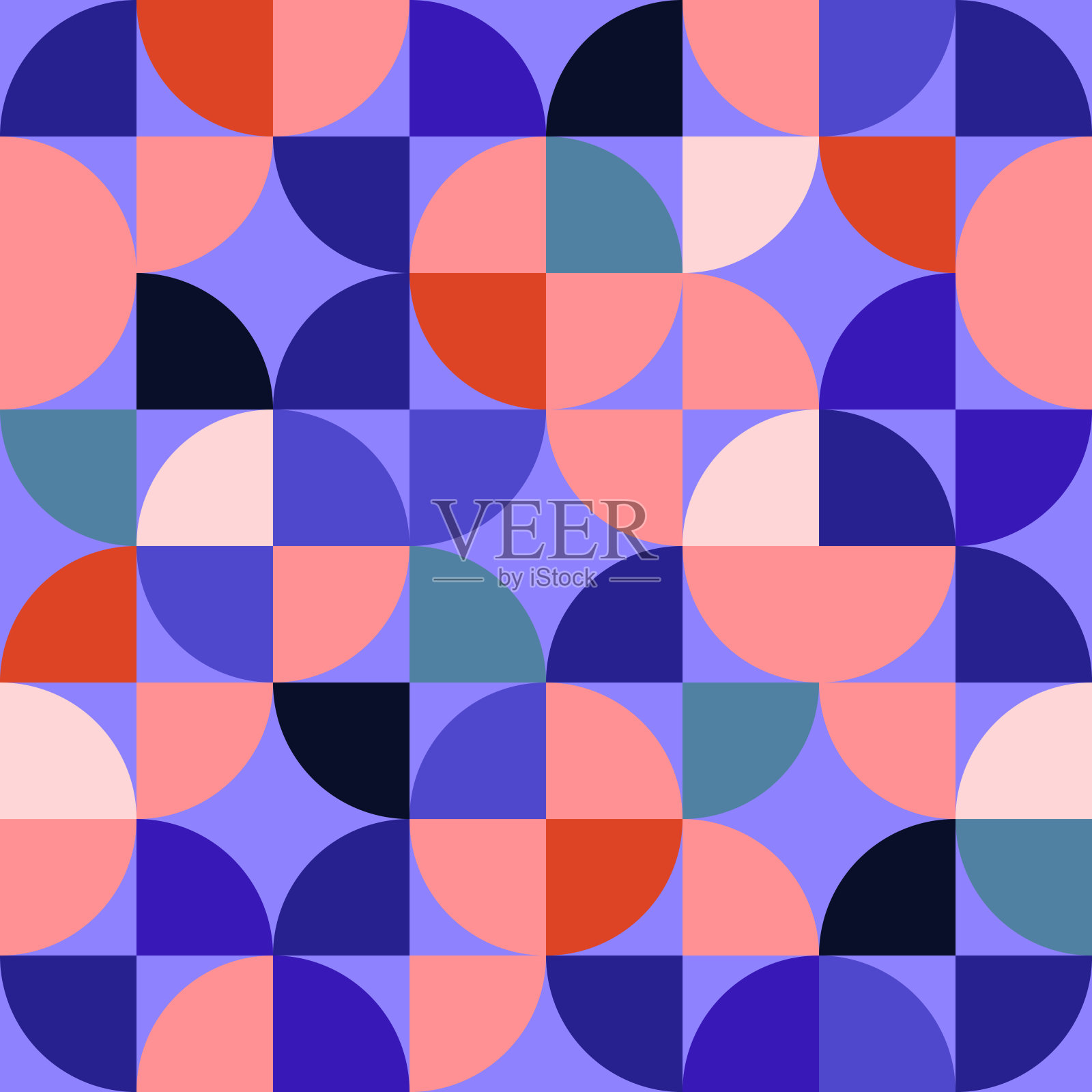 抽象的圆形四分之一。矢量圆画布。彩色背景和一个圆圈的四个部分。几何图案。插画图片素材