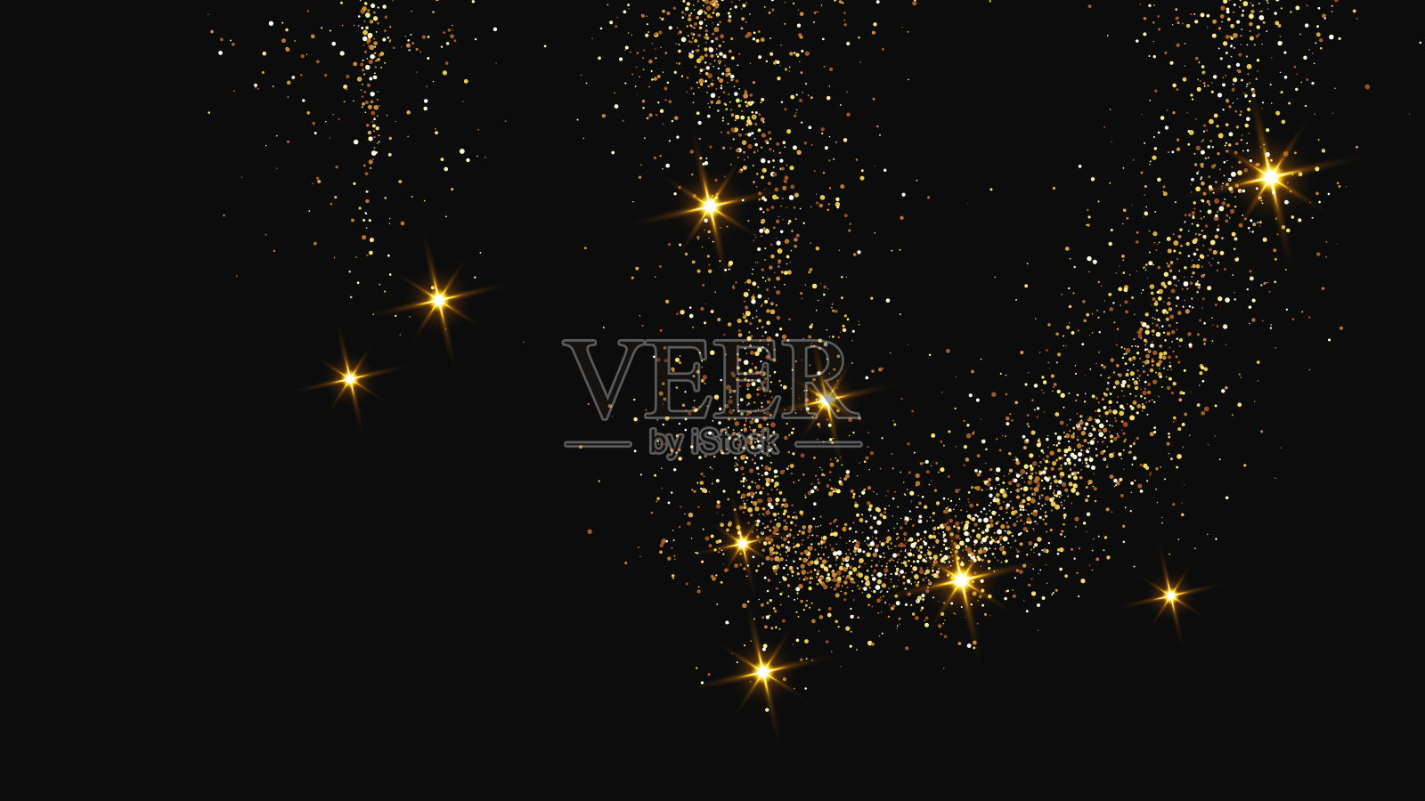 金光闪闪的纸屑波和星尘插画图片素材