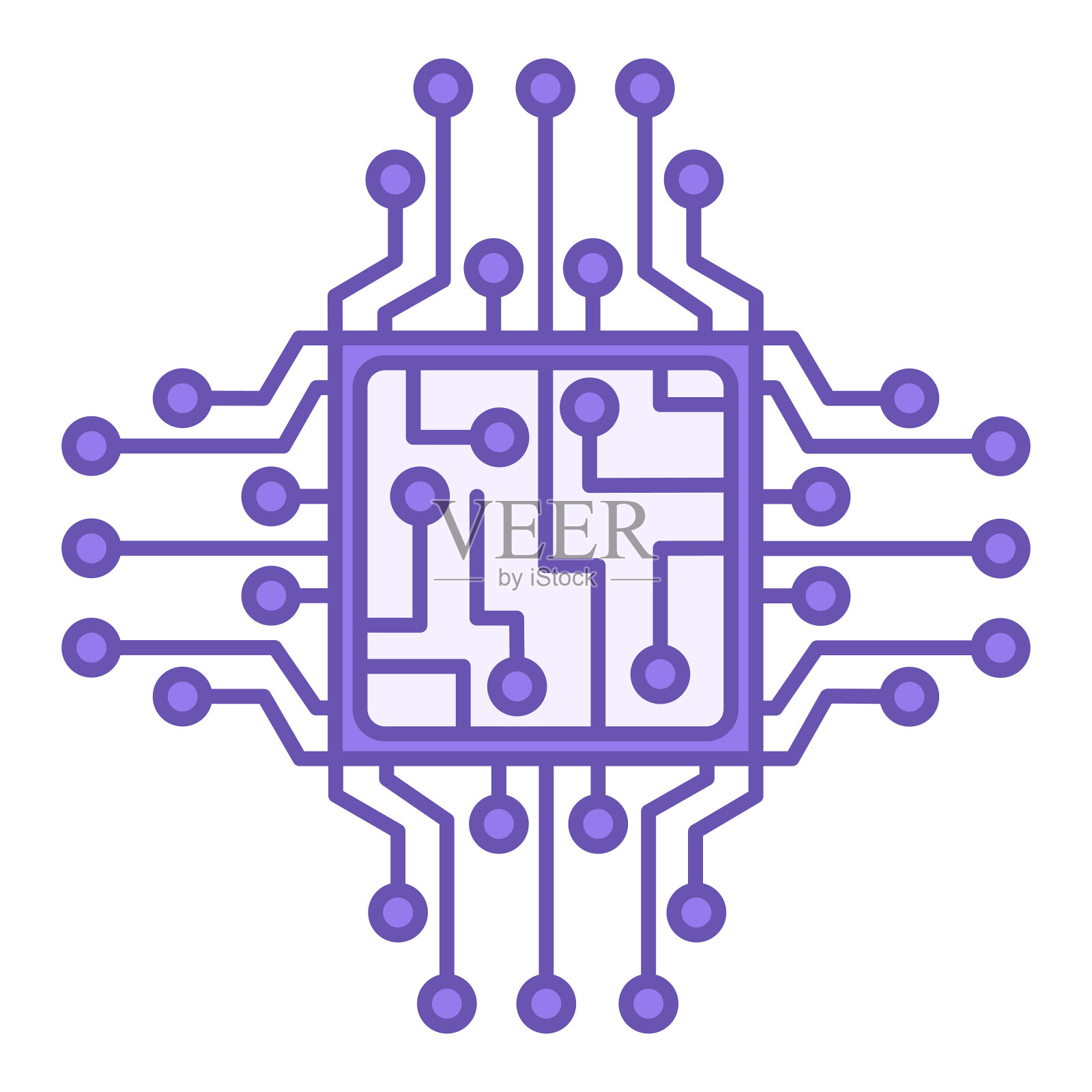 电路图标。电子主板。连接的线和点的矢量插图。技术概念插画图片素材