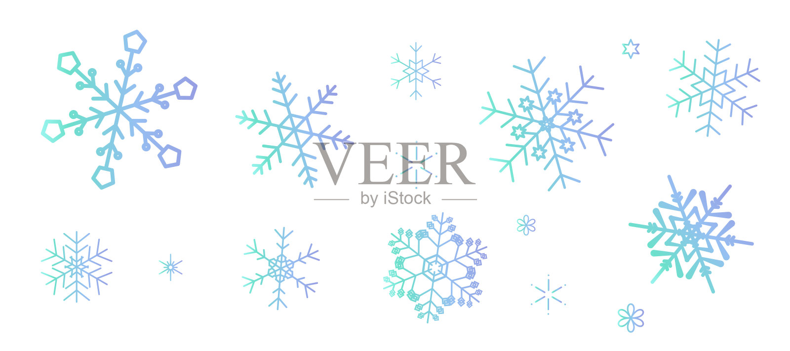 绿色和蓝色渐变雪花壁纸插画图片素材