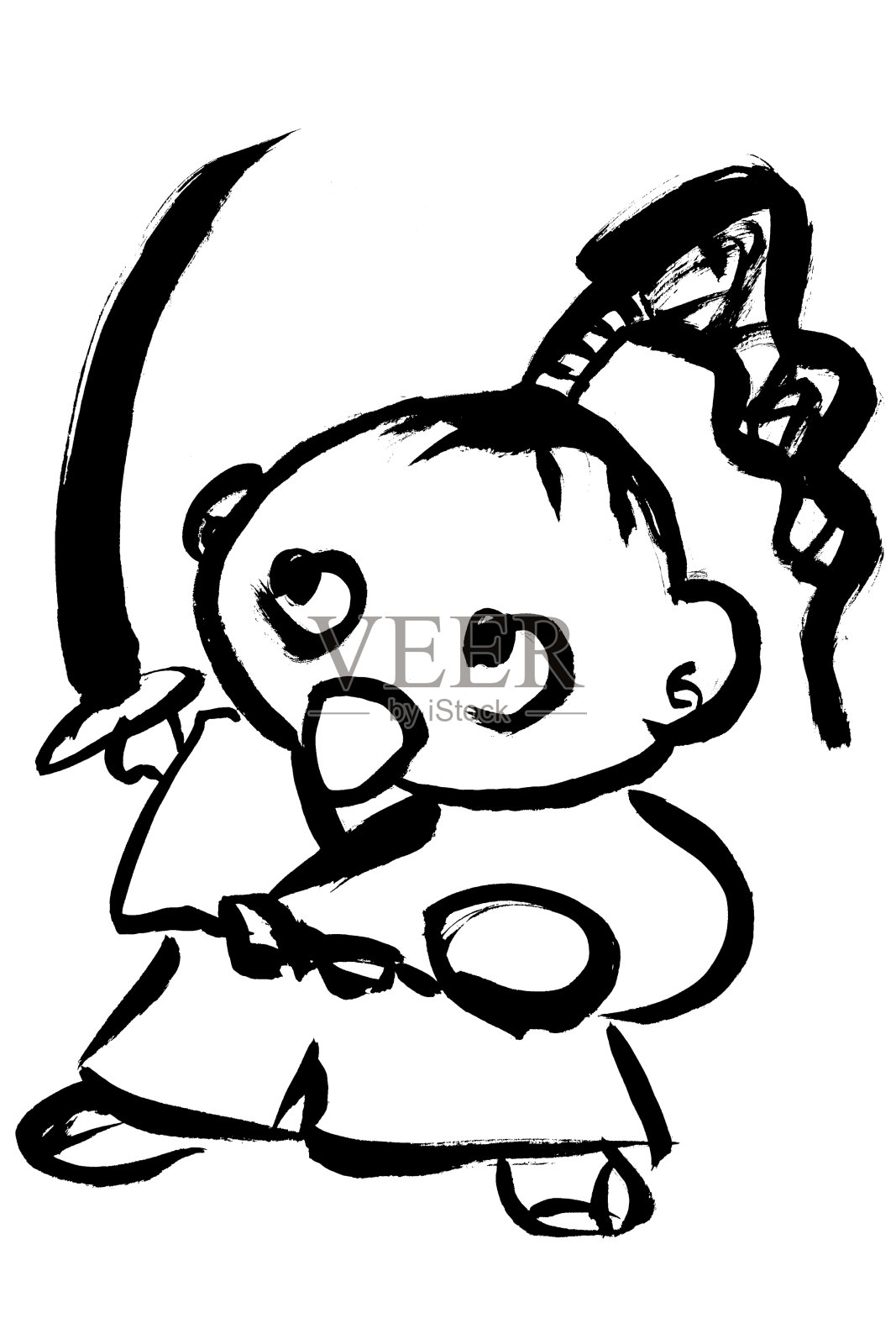 用毛笔手写的“武士”插图插画图片素材