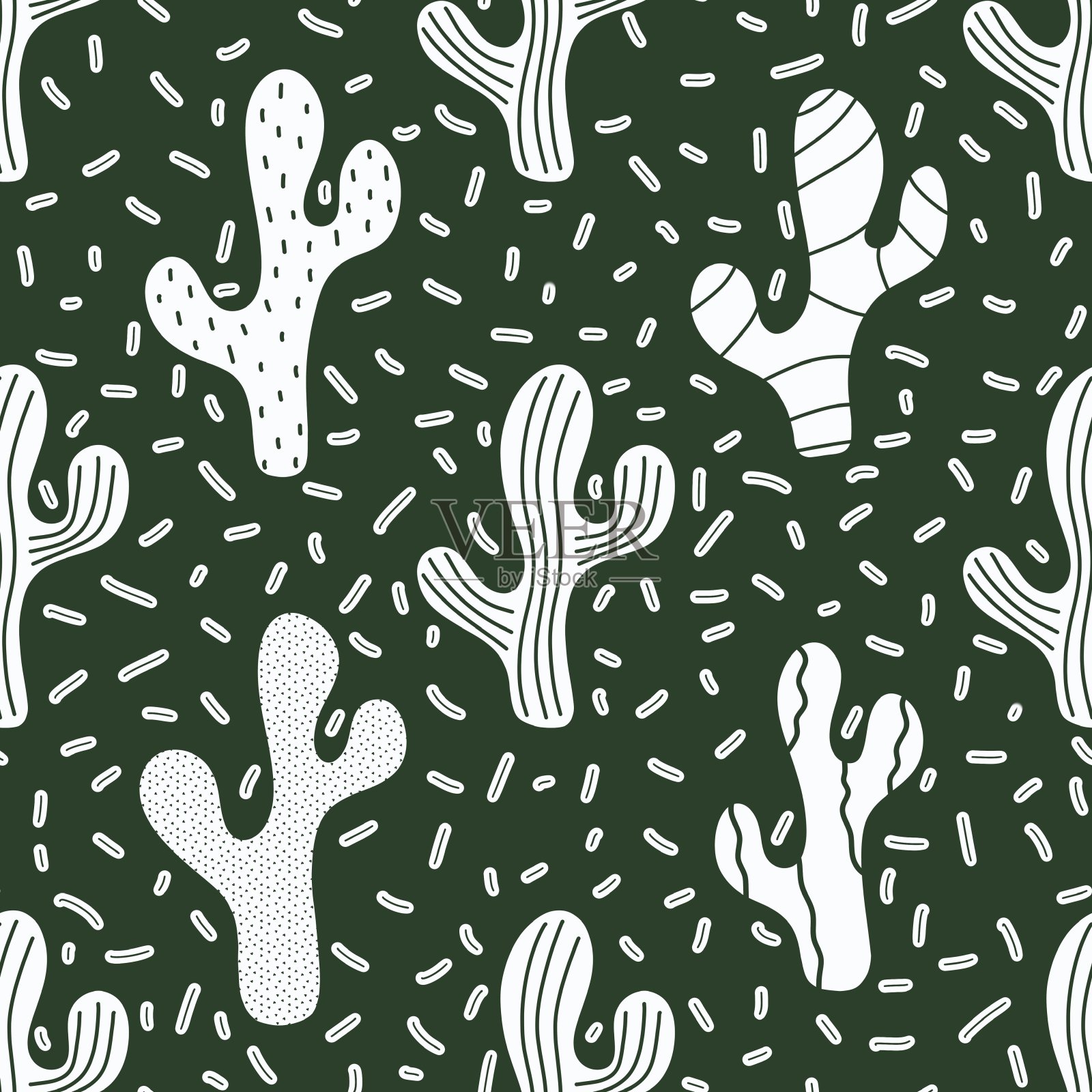 夏季仙人掌印刷织物和纺织品和包装，礼品和卡片和亚麻布插画图片素材