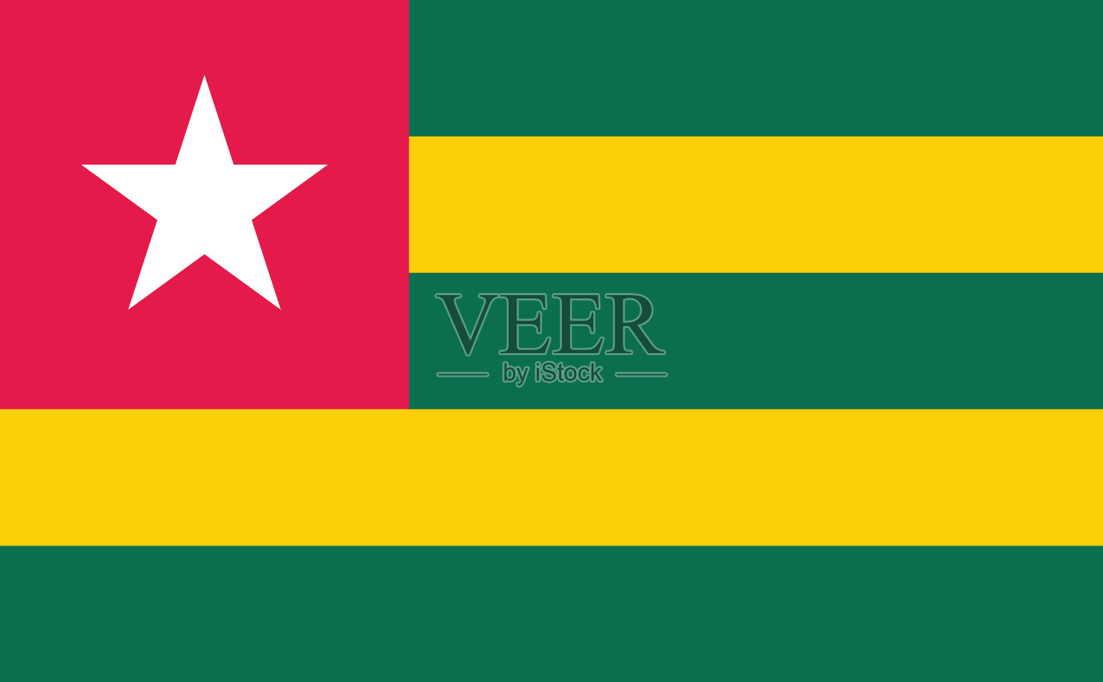 多哥国旗。国旗图标。标准颜色。标准尺寸。长方形的旗帜。电脑插图。数码插图。矢量插图。插画图片素材