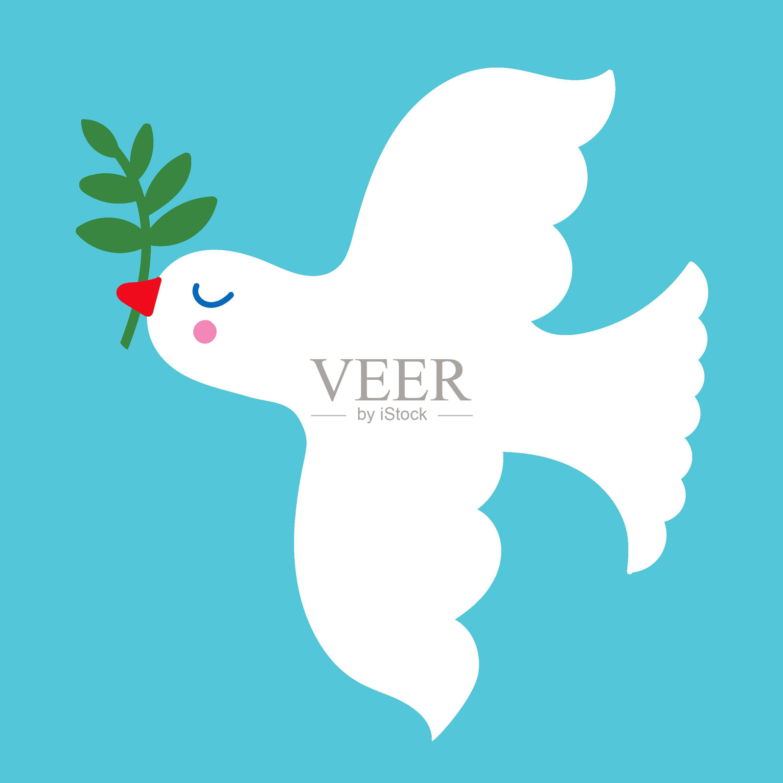 举着橄榄枝的白鸽。插画图片素材