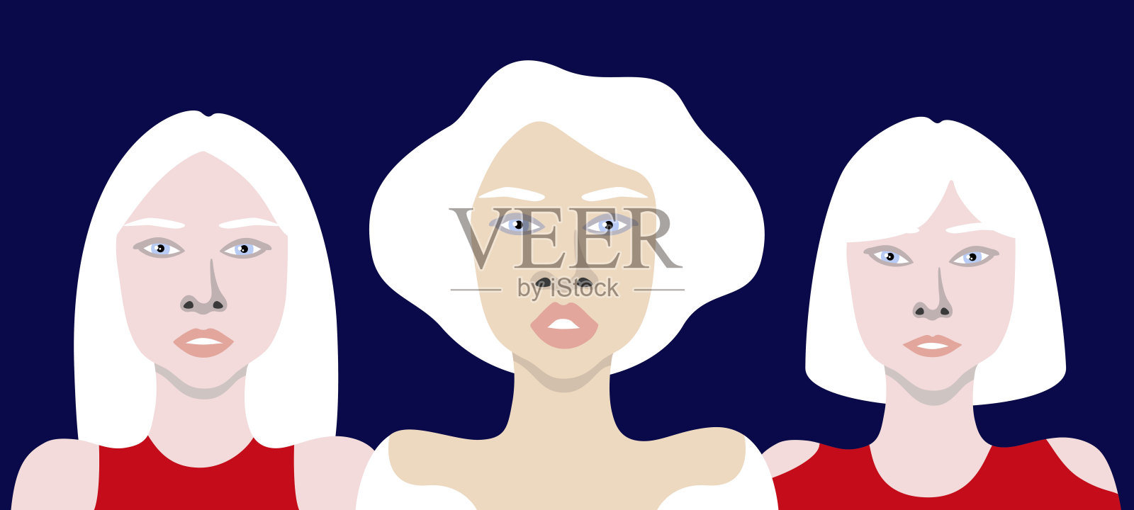 白化病概念横幅以不同国籍的年轻美女为载体插画图片素材