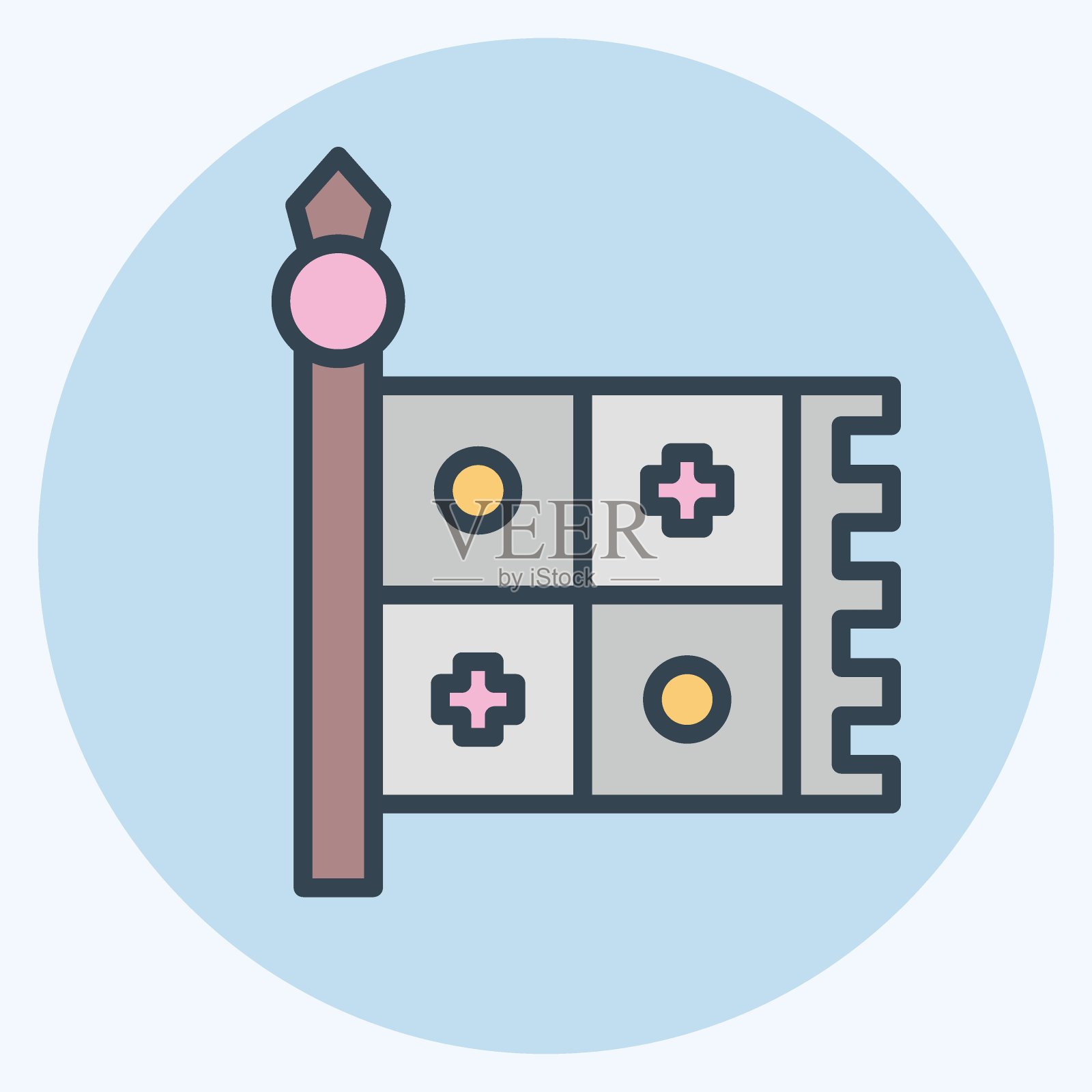 图标纹章旗。与中世纪的符号有关。颜色搭配风格。简单的设计可编辑。简单的说明插画图片素材