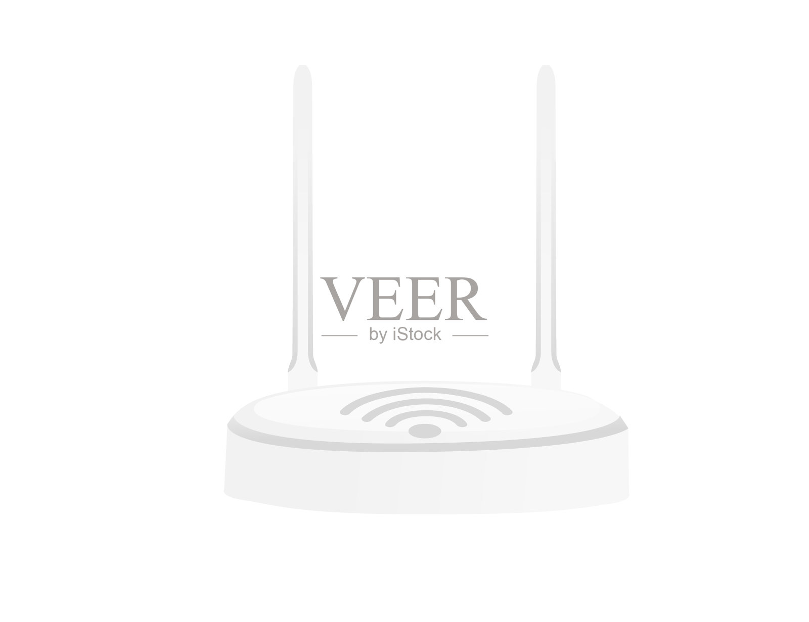 白色Wi-Fi无线路由器与天线矢量插图在白色背景插画图片素材