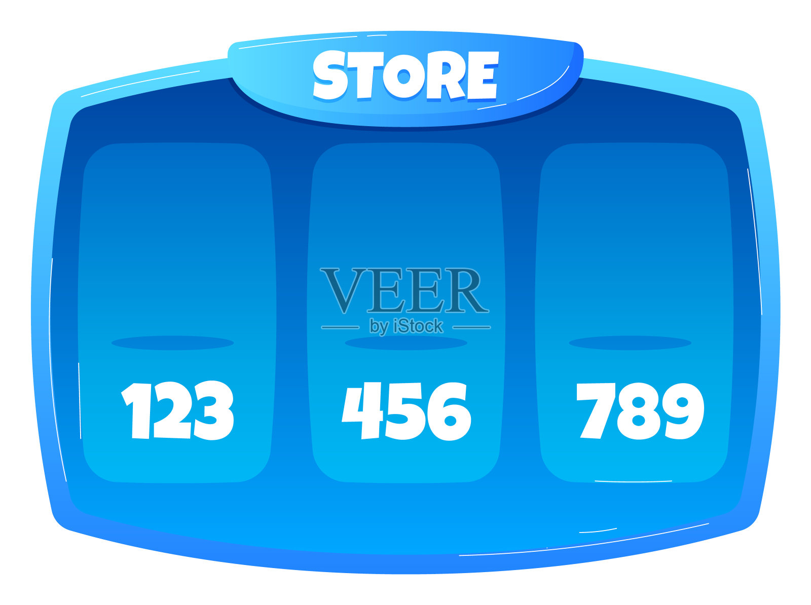 蓝色数字彩票，号码123 4556 789。商店的标志在幸运抽奖或宾果球。游戏，财富，并赢得概念矢量插图插画图片素材