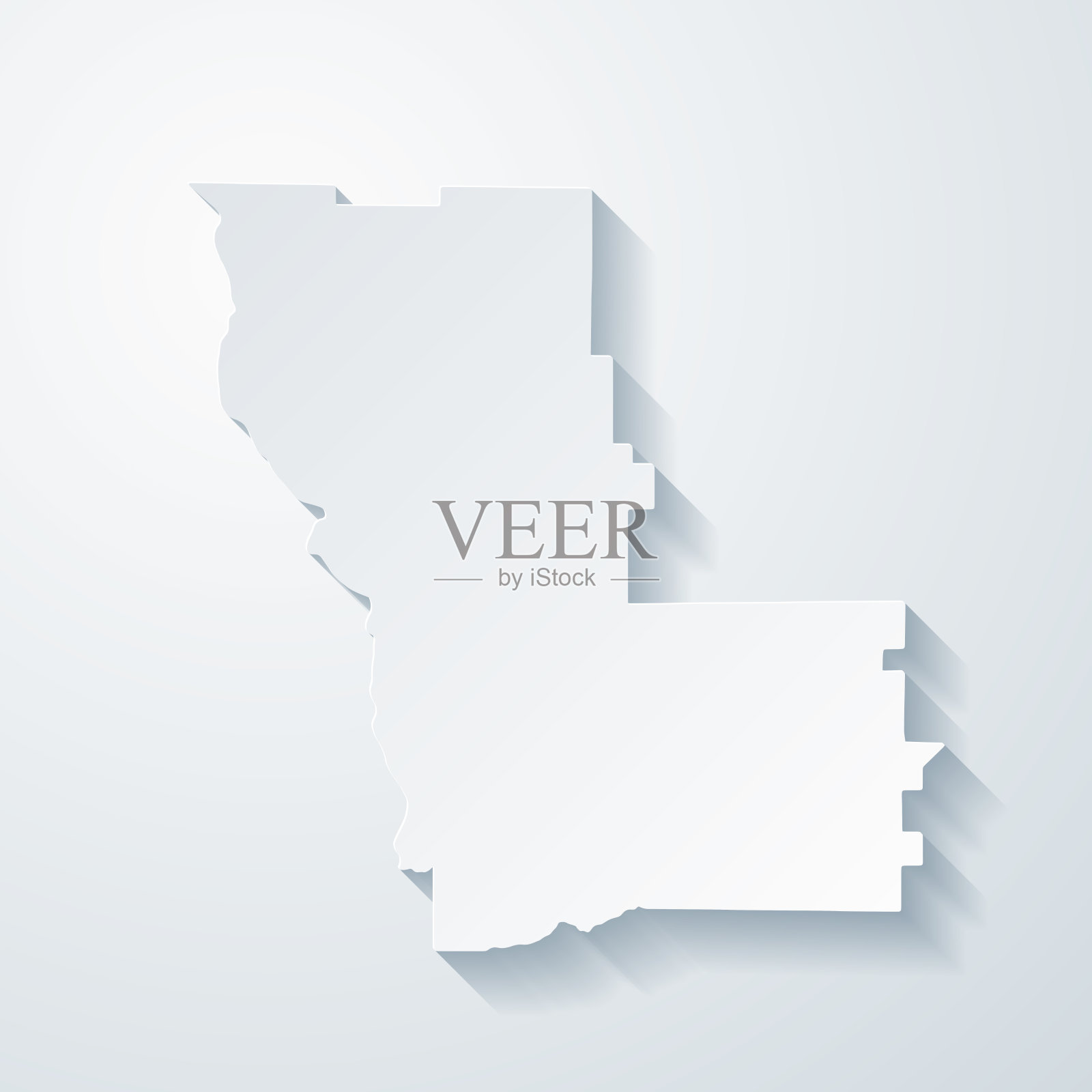 克莱县，乔治亚州。地图与剪纸效果的空白背景插画图片素材