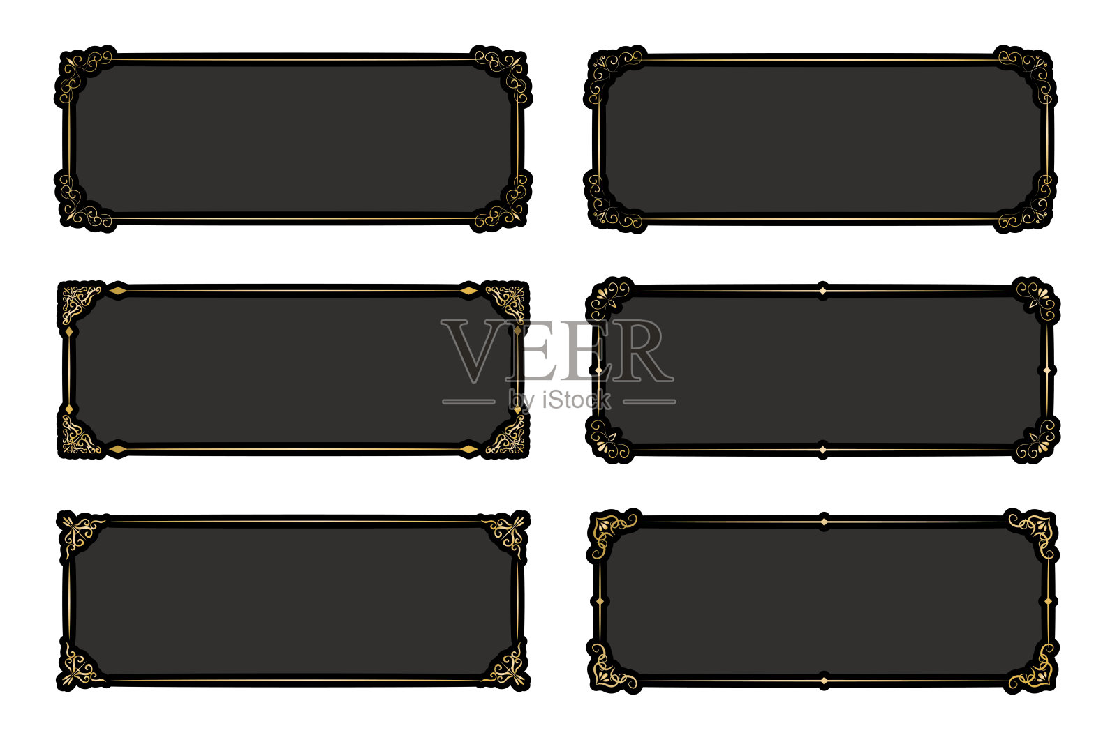 传统的装饰复古框架和装饰品设置矢量设计。插画图片素材