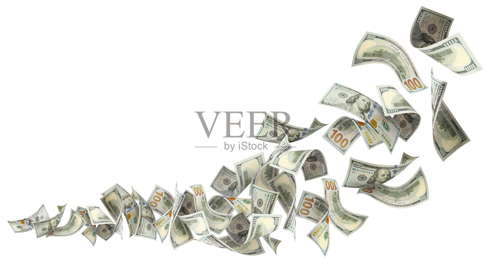 白色上的美元飞扬照片摄影图片