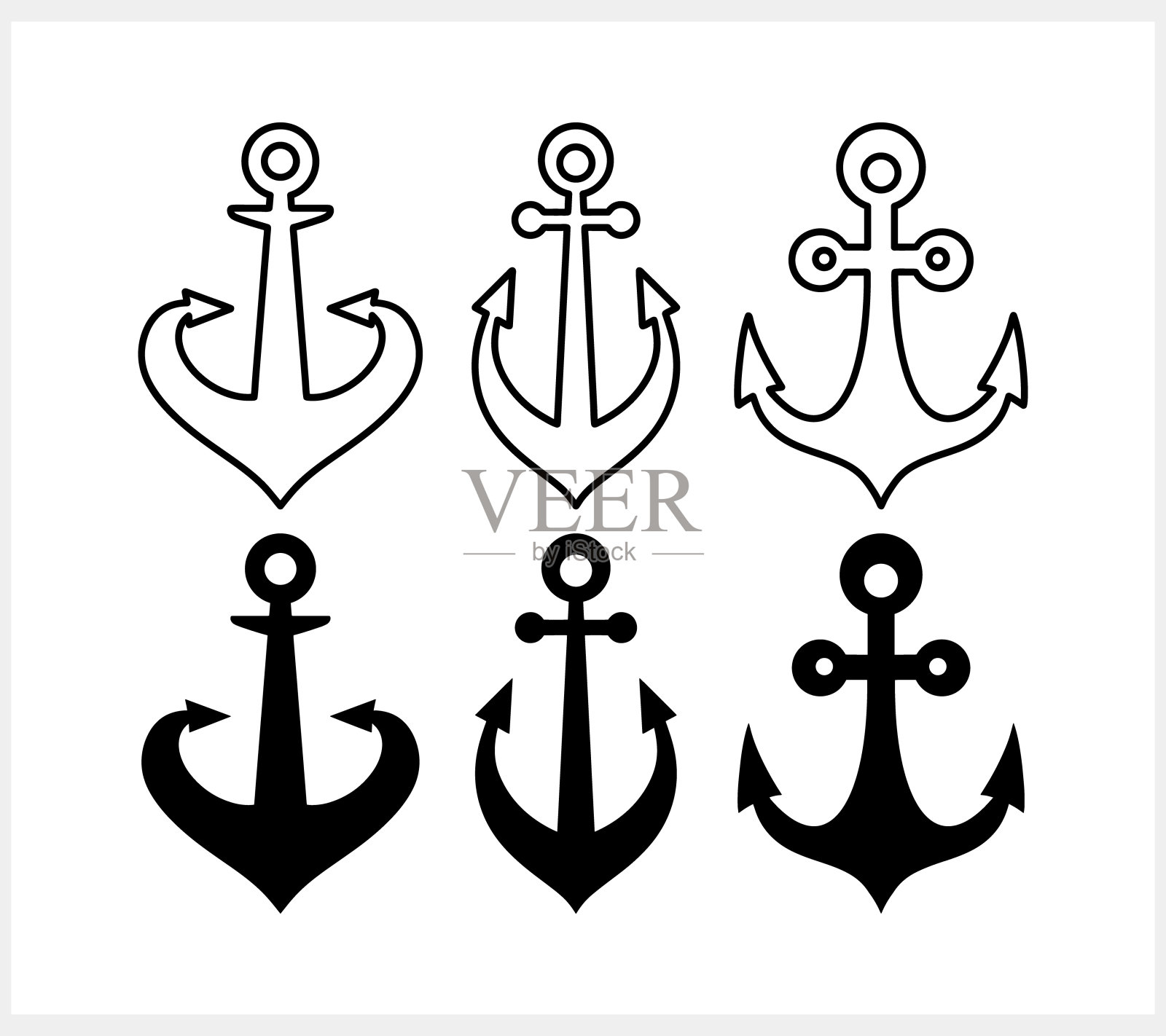 模板锚剪贴画分离。海符号矢量股票插图。每股收益10插画图片素材