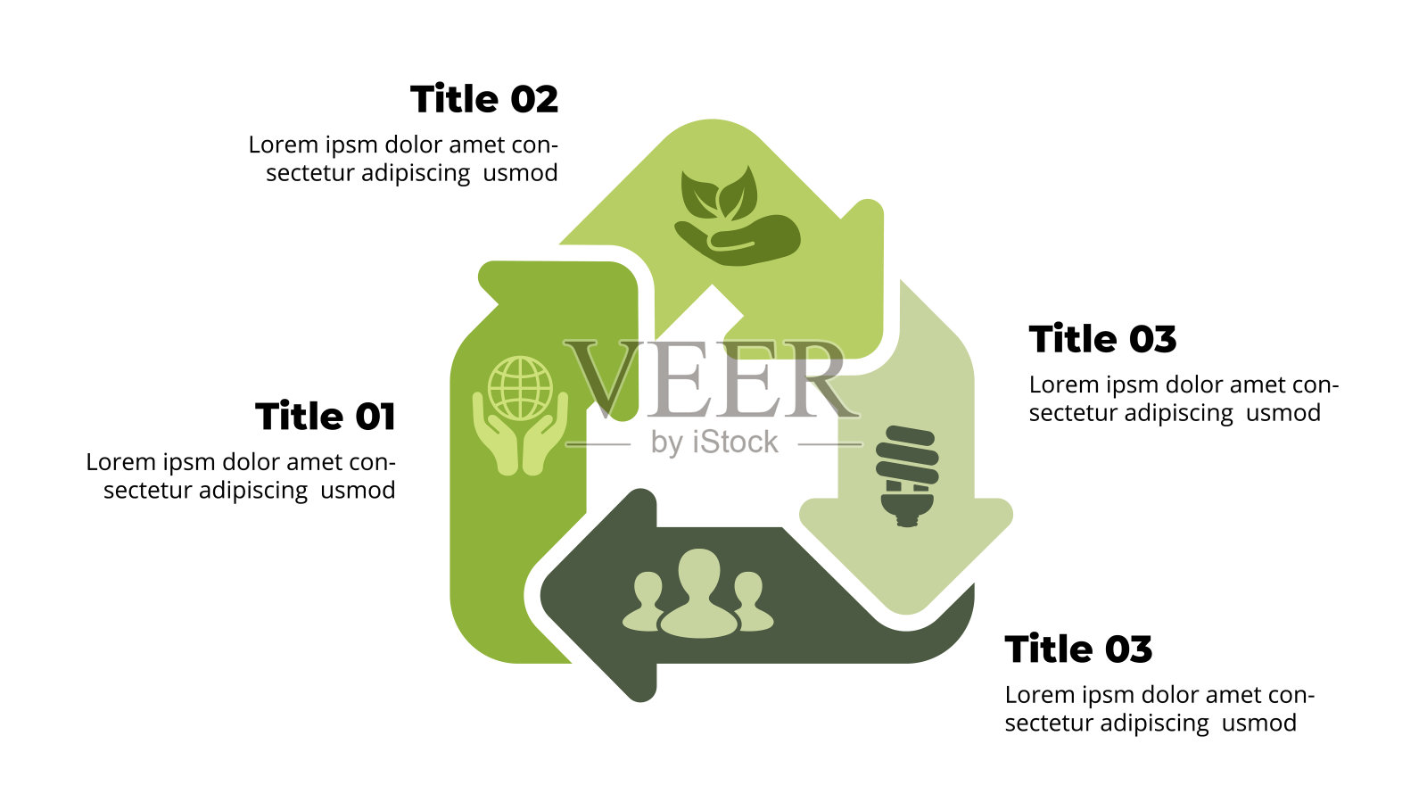 可持续家庭循环信息图。可再生能源。自然的标志。4步零件箭头图。温室图标。环境保护图表。回收住房。环保建筑。智能技术。插画图片素材