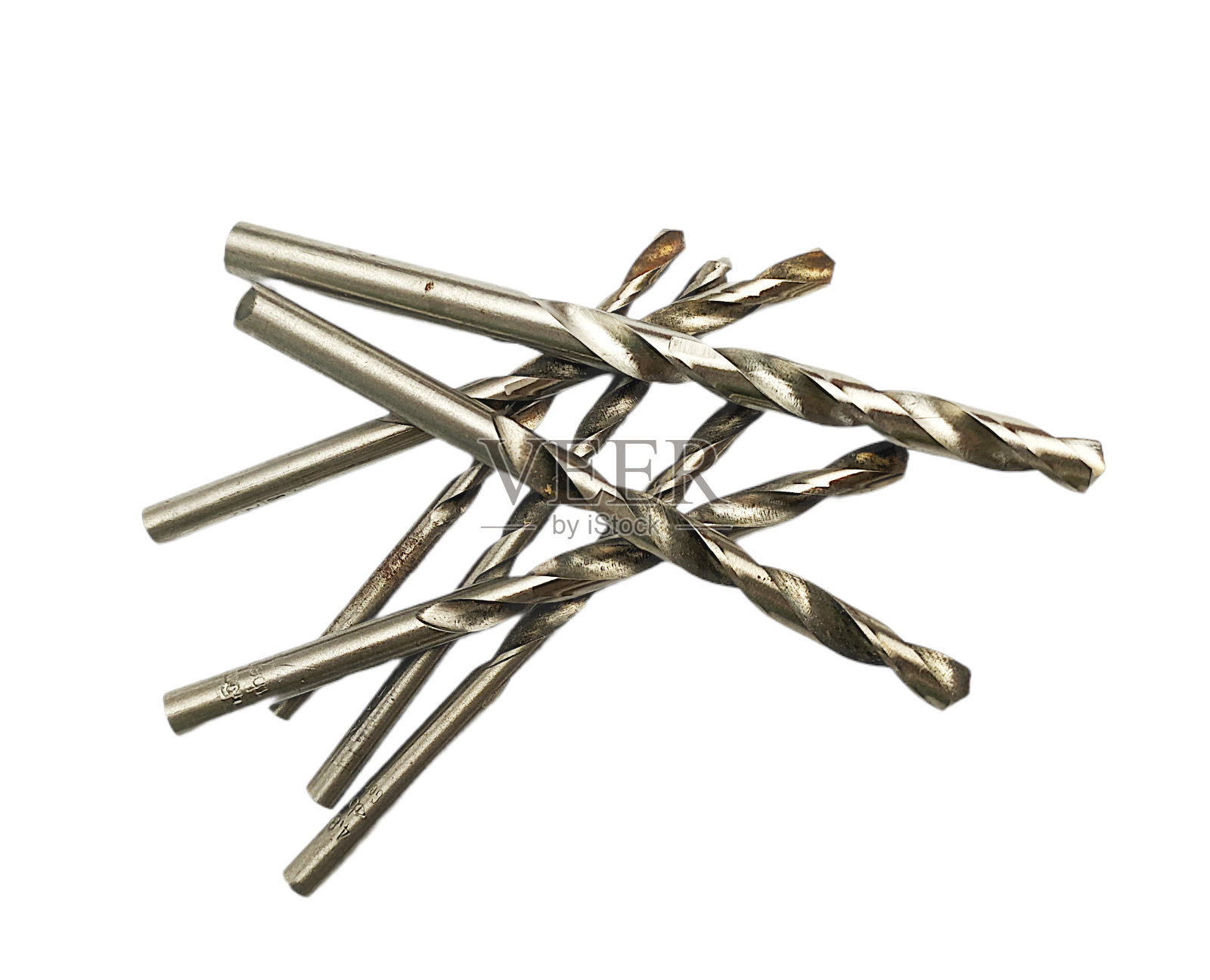 铁钻头被隔离在白色背景上照片摄影图片