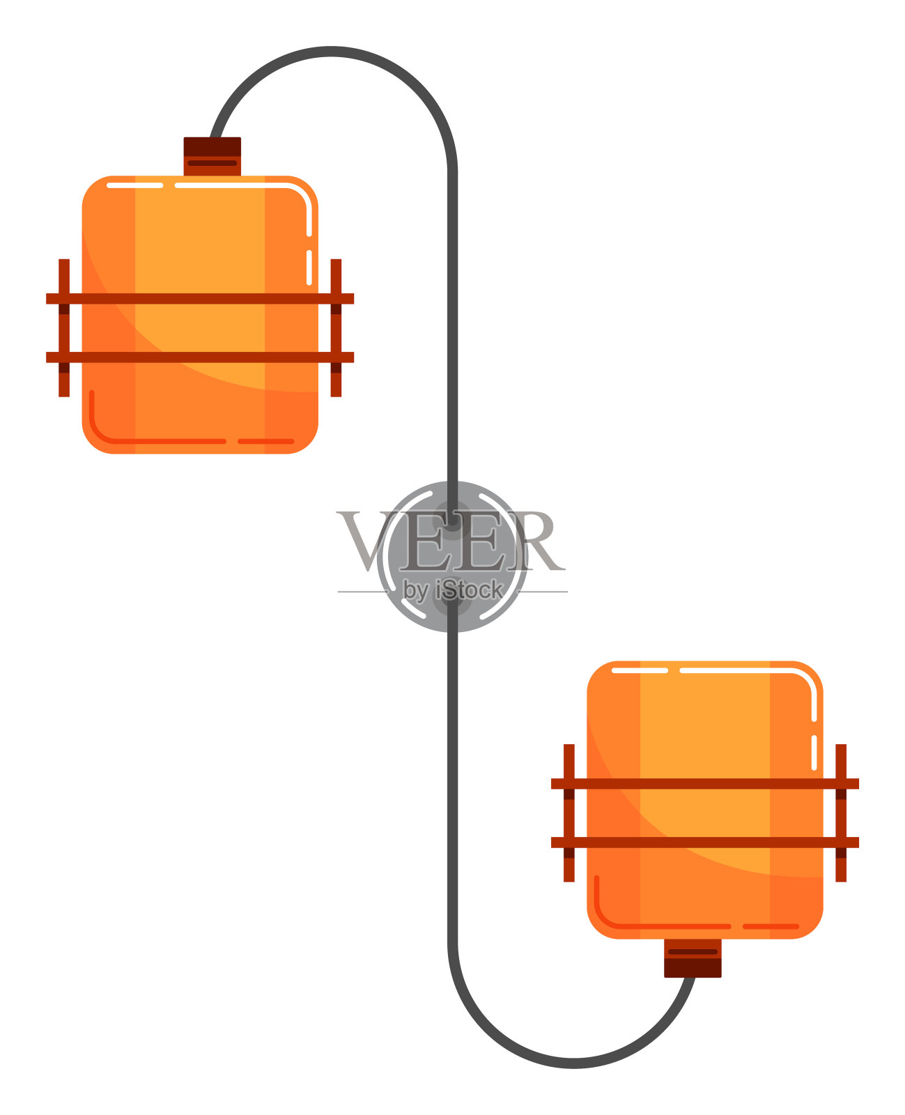 用管子连接的橙色献血袋。医用输血概念矢量插图插画图片素材
