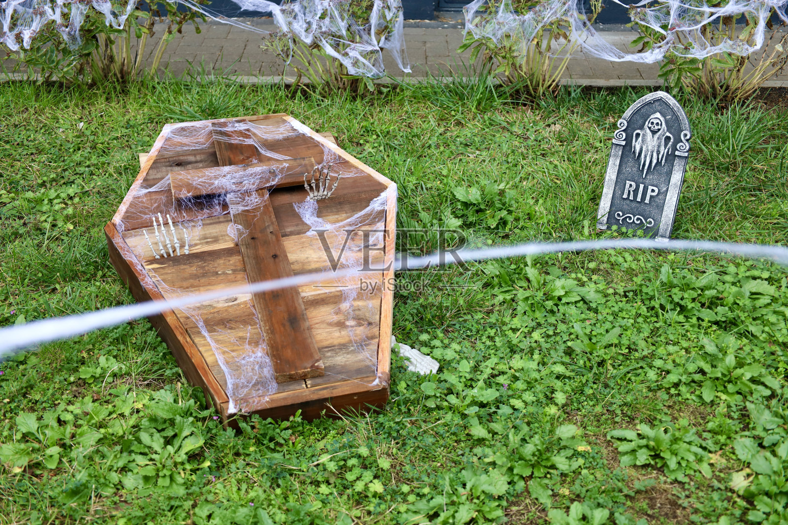 法兰克福大街上的万圣节装饰照片摄影图片