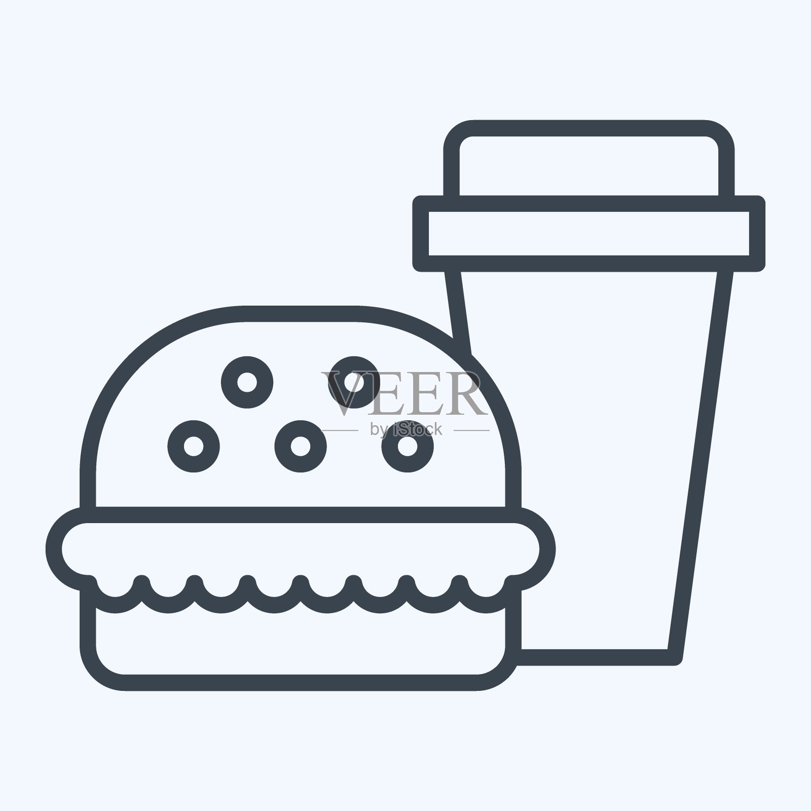 图标快餐。与肝病学符号相关。行风格。简单的设计可编辑。简单的说明插画图片素材