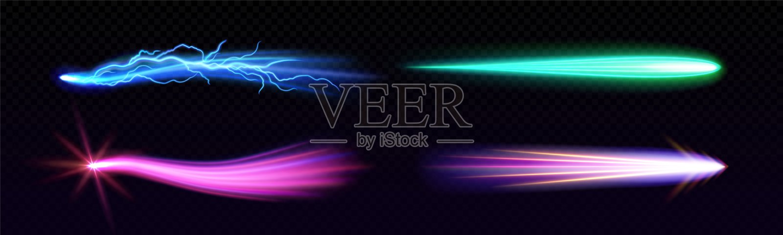 导弹爆炸效果或火箭霓虹灯速度耀斑插画图片素材