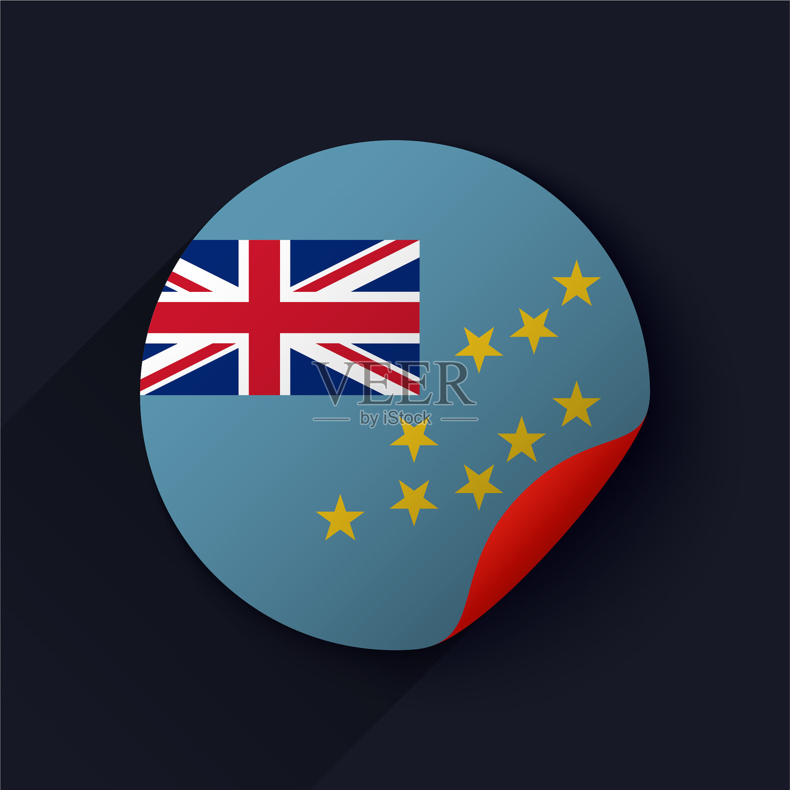 图瓦卢国旗贴纸矢量图插画图片素材