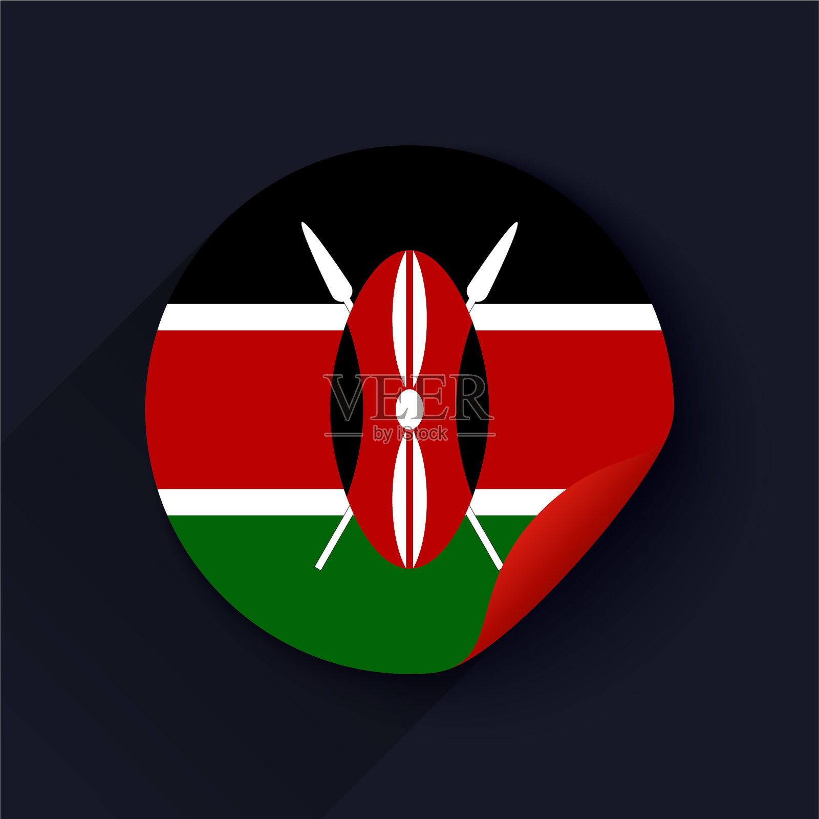 肯尼亚国旗贴纸矢量图插画图片素材