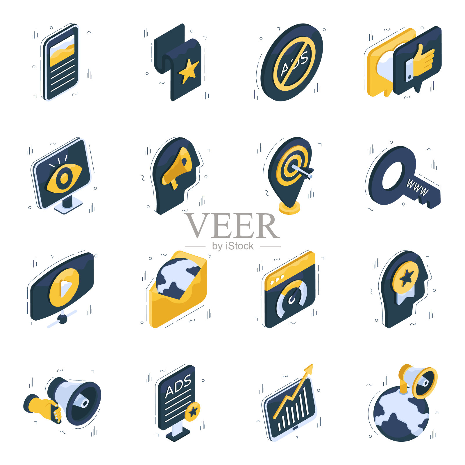 广告和营销2.5D图标集插画图片素材