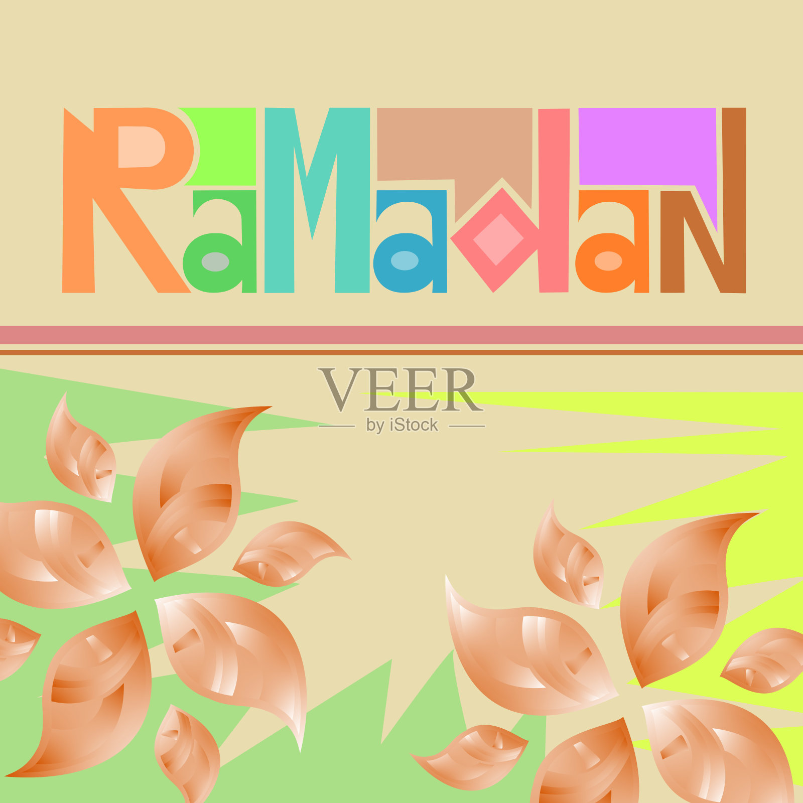 给孩子的斋月卡里姆贺卡插画图片素材