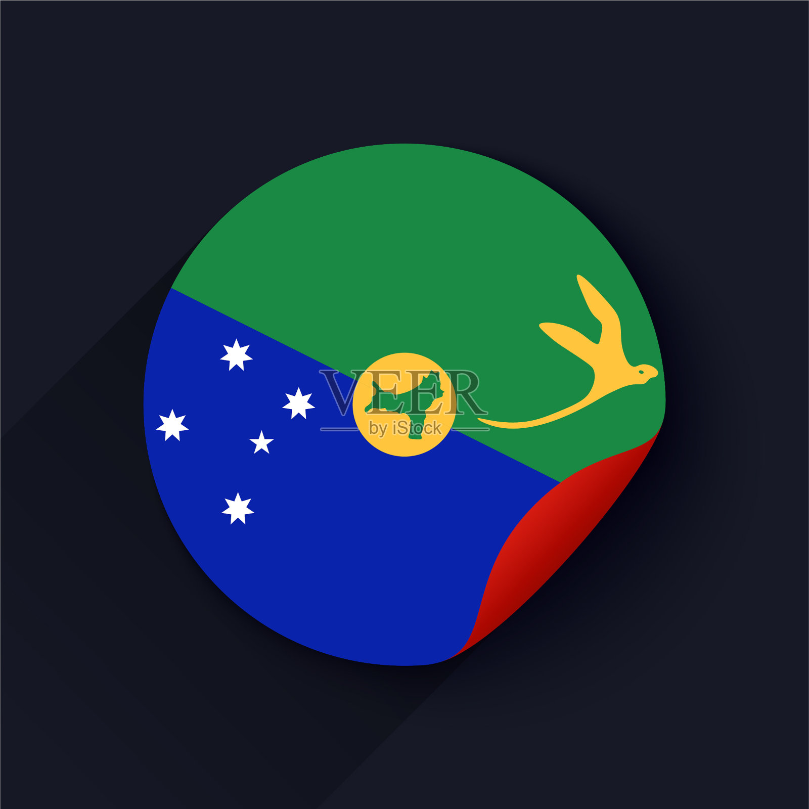 圣诞岛旗帜贴纸矢量图插画图片素材