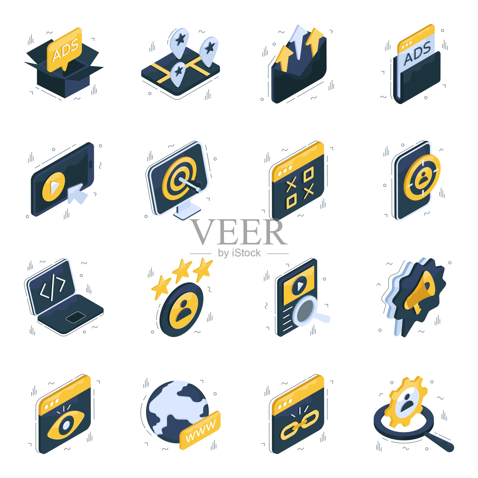 营销活动等距图标素材插画图片素材