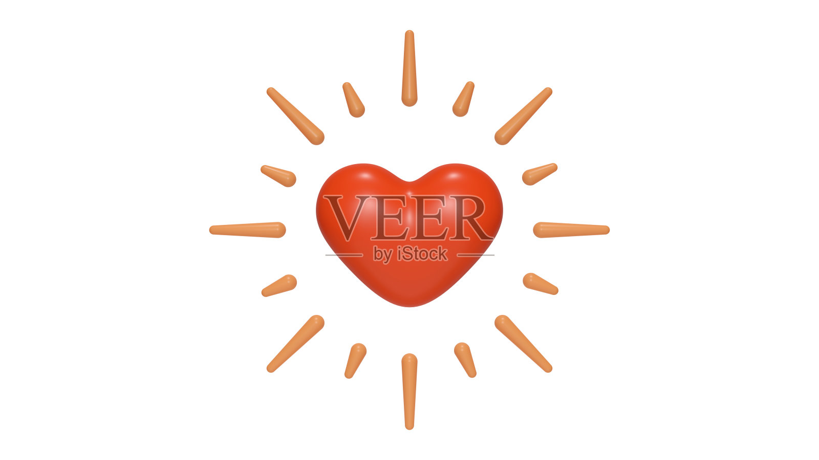 甜蜜的心闪耀。社交媒体表情符号。情人节。红色的爱心表情。爱的心情。孤立的卡通创意设计icon。三维渲染照片摄影图片