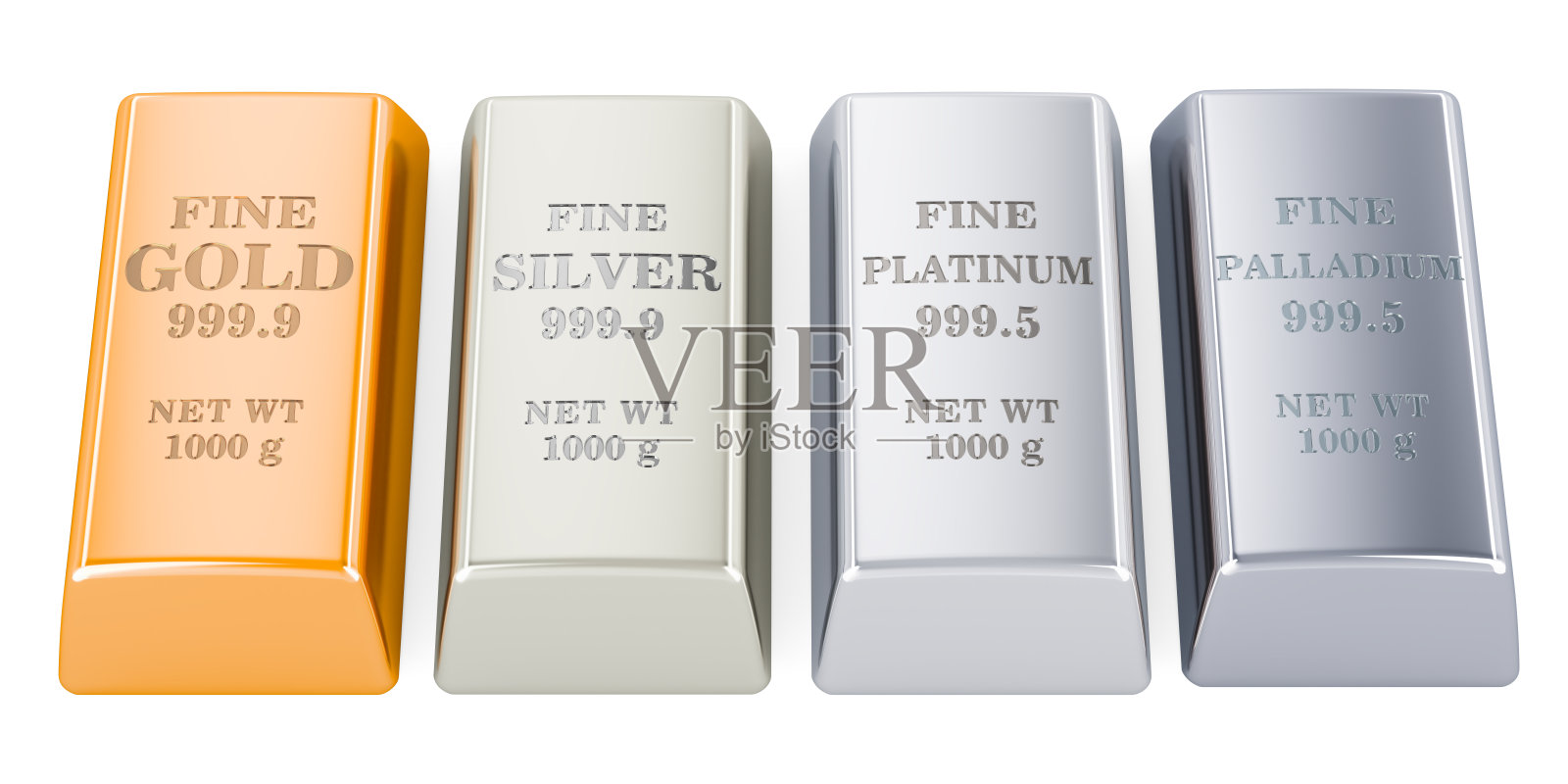 货币金属锭，3D渲染照片摄影图片