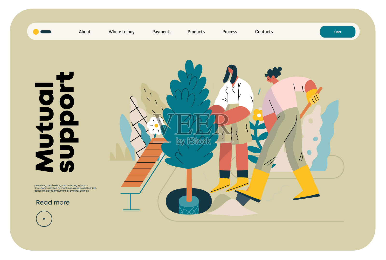 相互支持，平面矢量概念插图插画图片素材