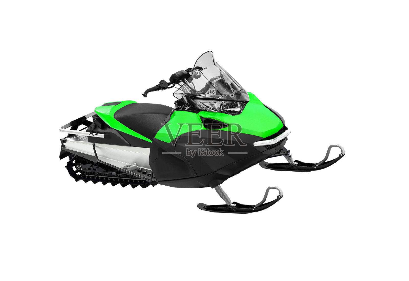 绿色雪地摩托隔离照片摄影图片