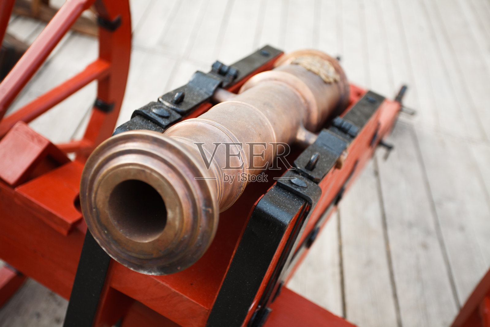 老式的火药黄铜大炮照片摄影图片