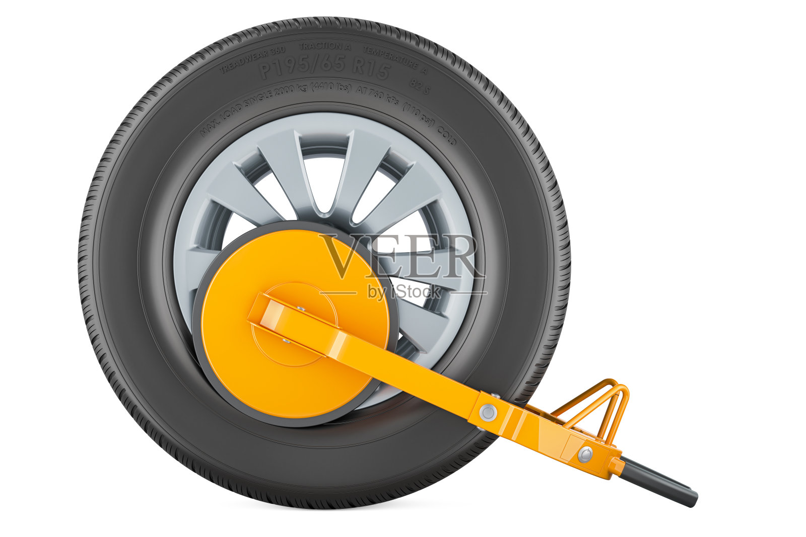 车轮夹锁与汽车车轮，3D渲染照片摄影图片