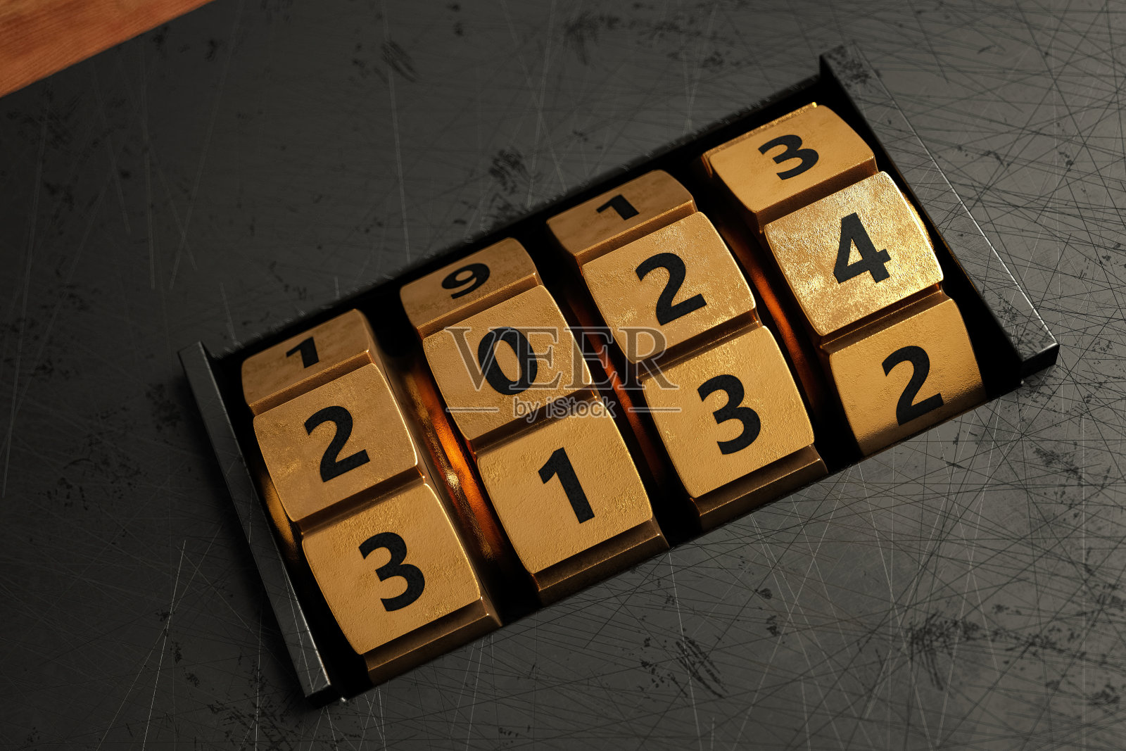 新年2024密码锁照片摄影图片