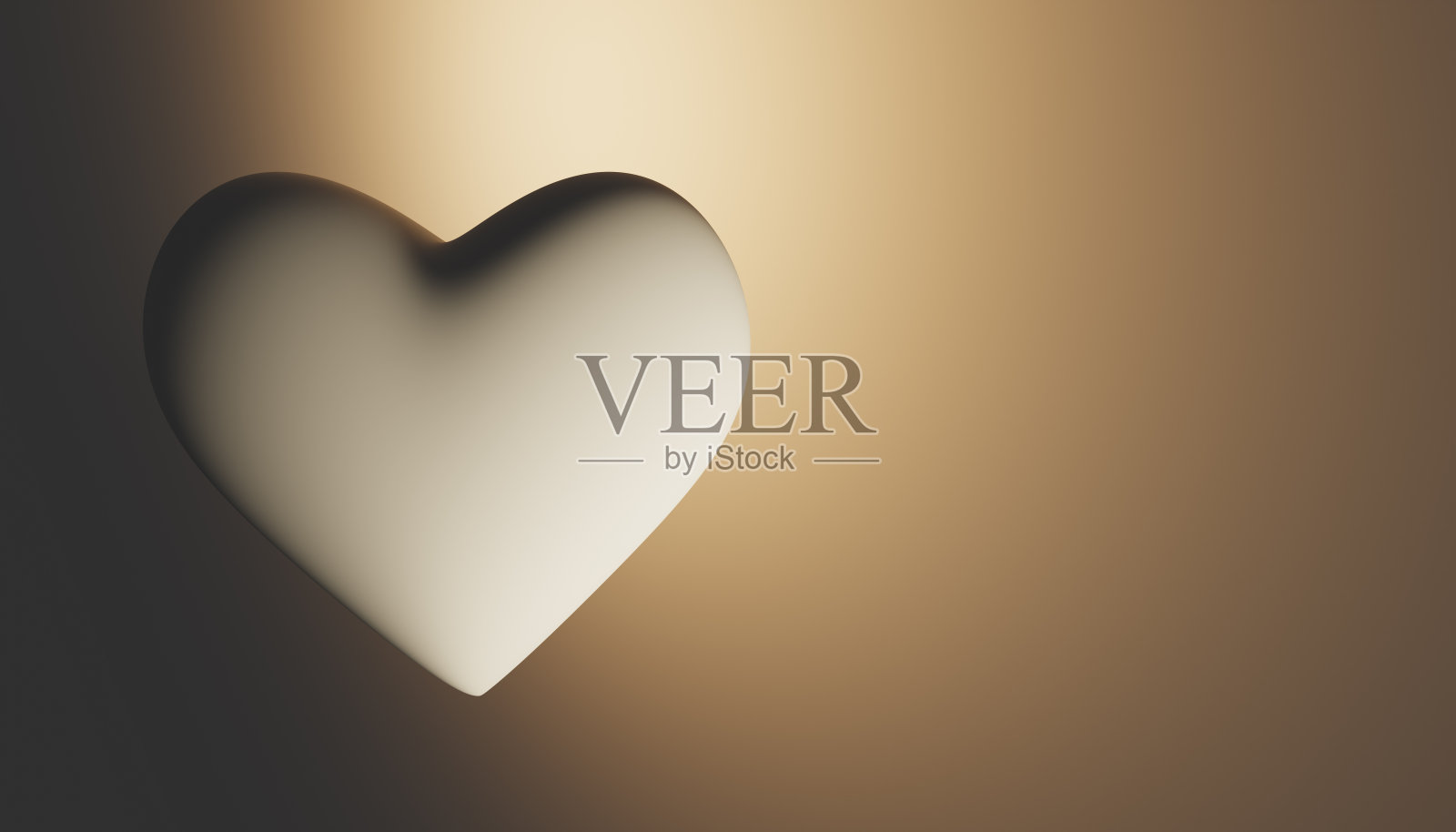 白色情人节心漂浮在一个三维渲染图像与灰色阴影的背景，正面视图照片摄影图片