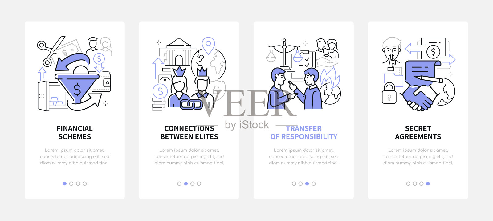 金融方案和秘密协议-线设计风格横幅集插画图片素材