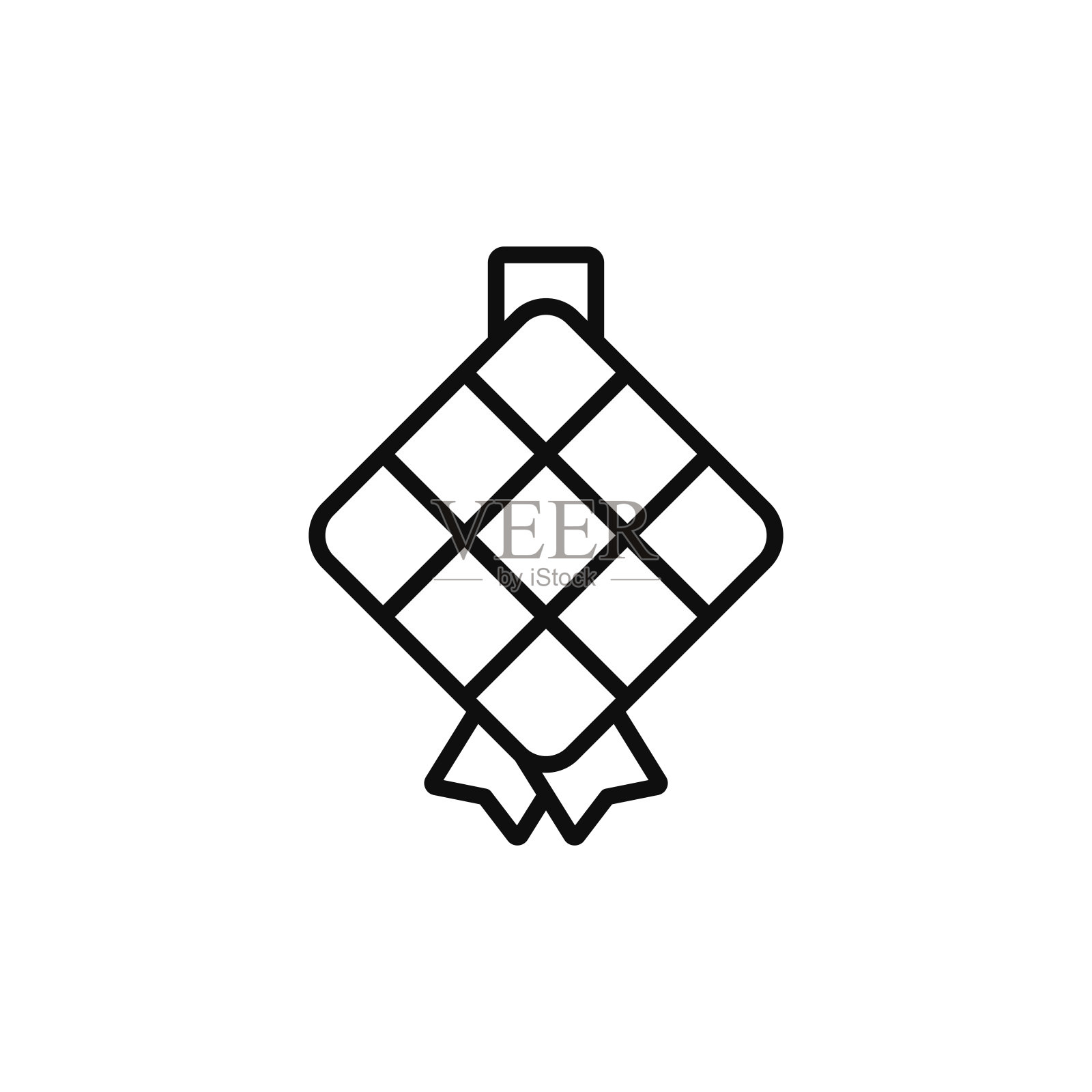 Ketupat线图标隔离在白色背景上插画图片素材