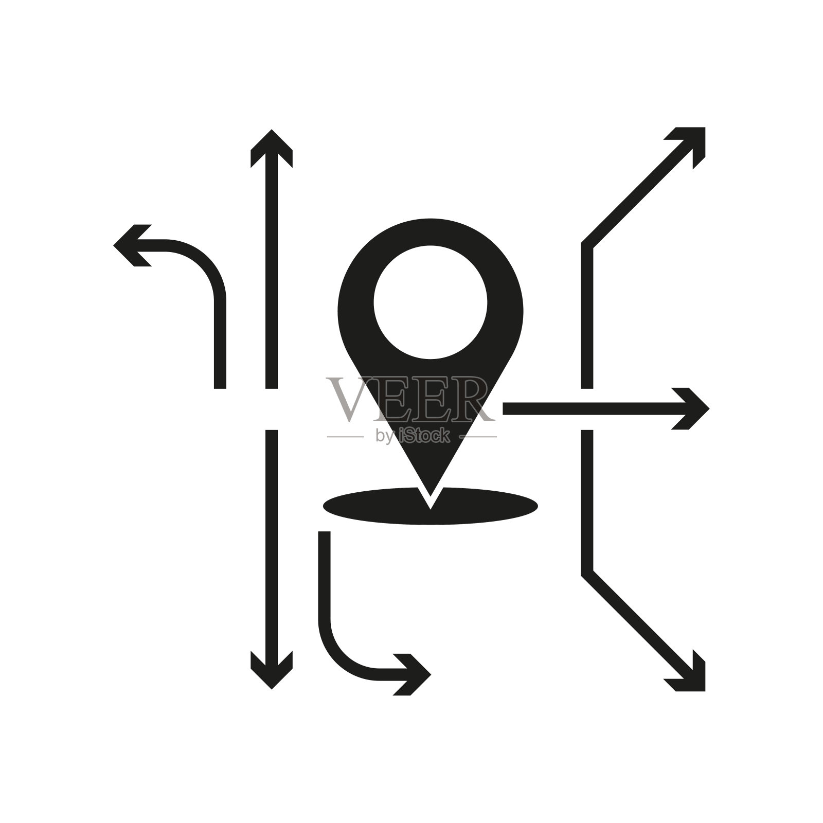 地理针标志箭头方向。矢量插图。每股收益10。插画图片素材